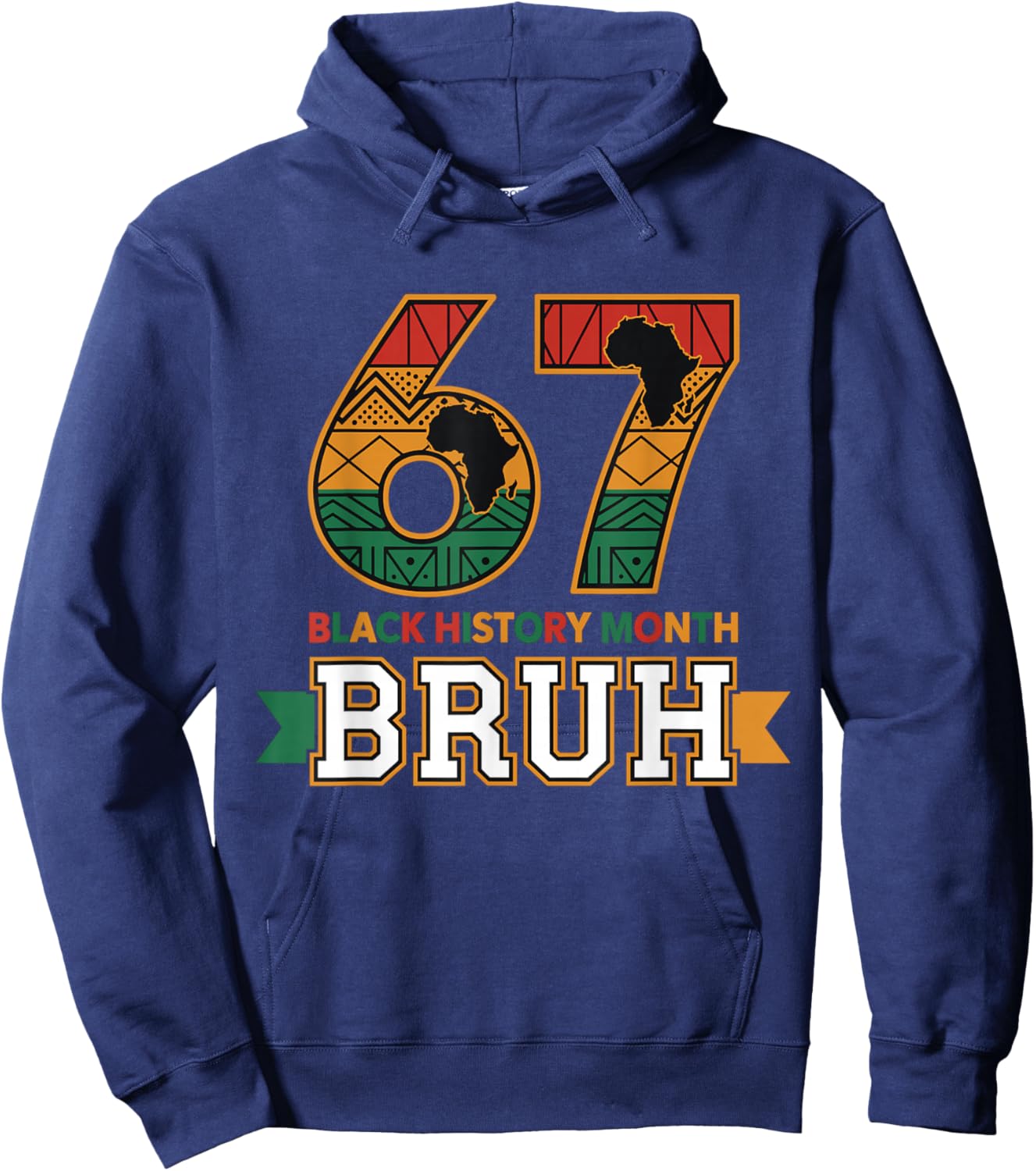 Bruh 67 Black History Month for Kids Boys African American Hoodie - Hoodie | Navy