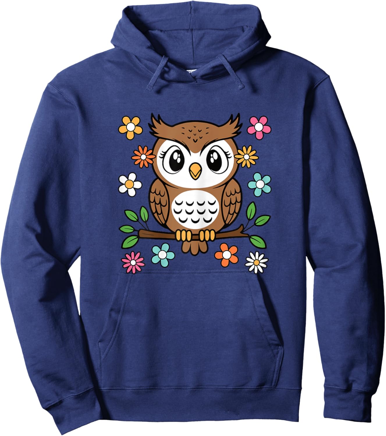 Cute Owl Lover Groovy Kawaii Animal Women Girls Kids Hoodie - Hoodie | Navy