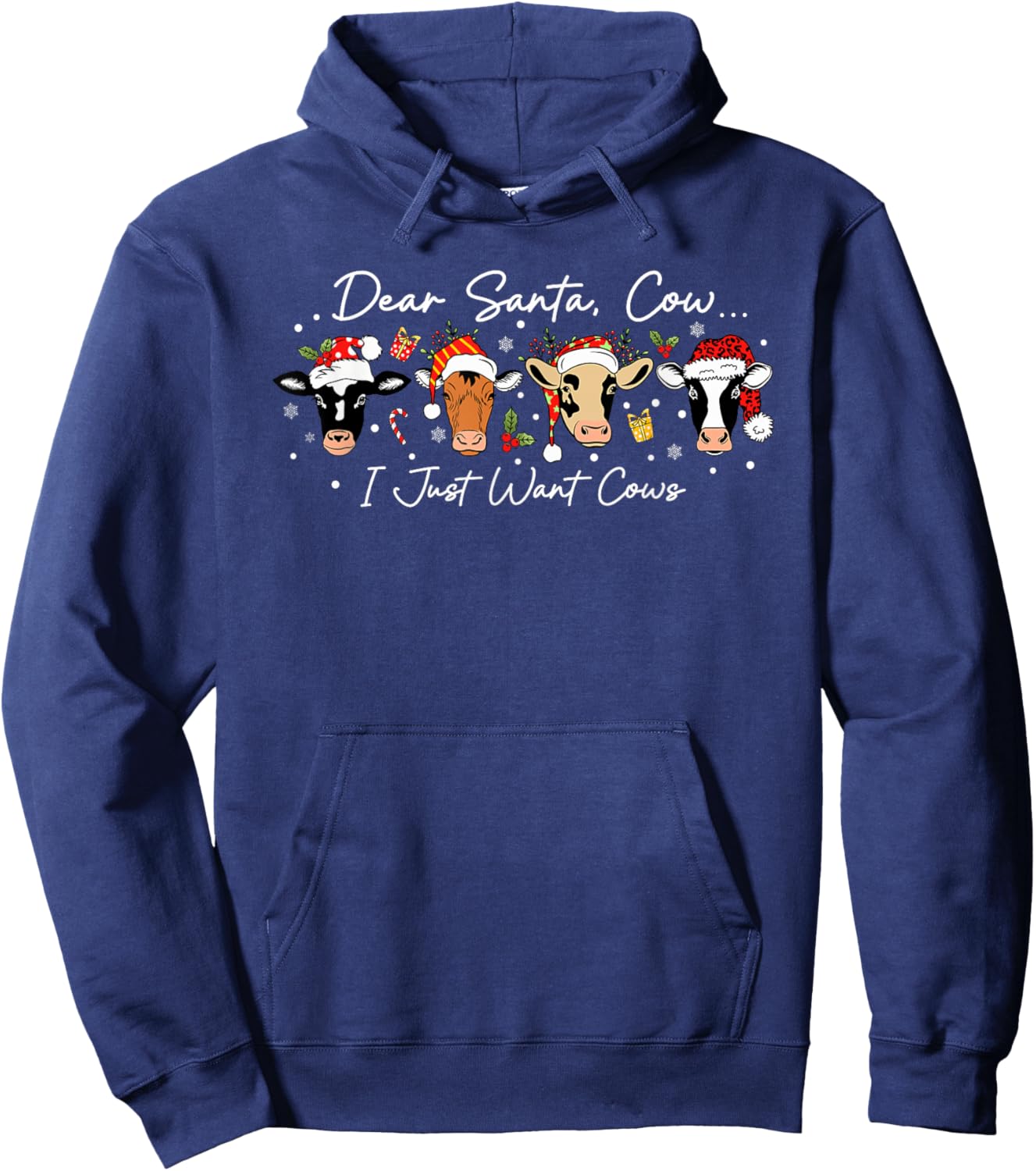 Dear Santa I Just Want Cows Funny Farm Christmas Hoodie - Hoodie | Navy