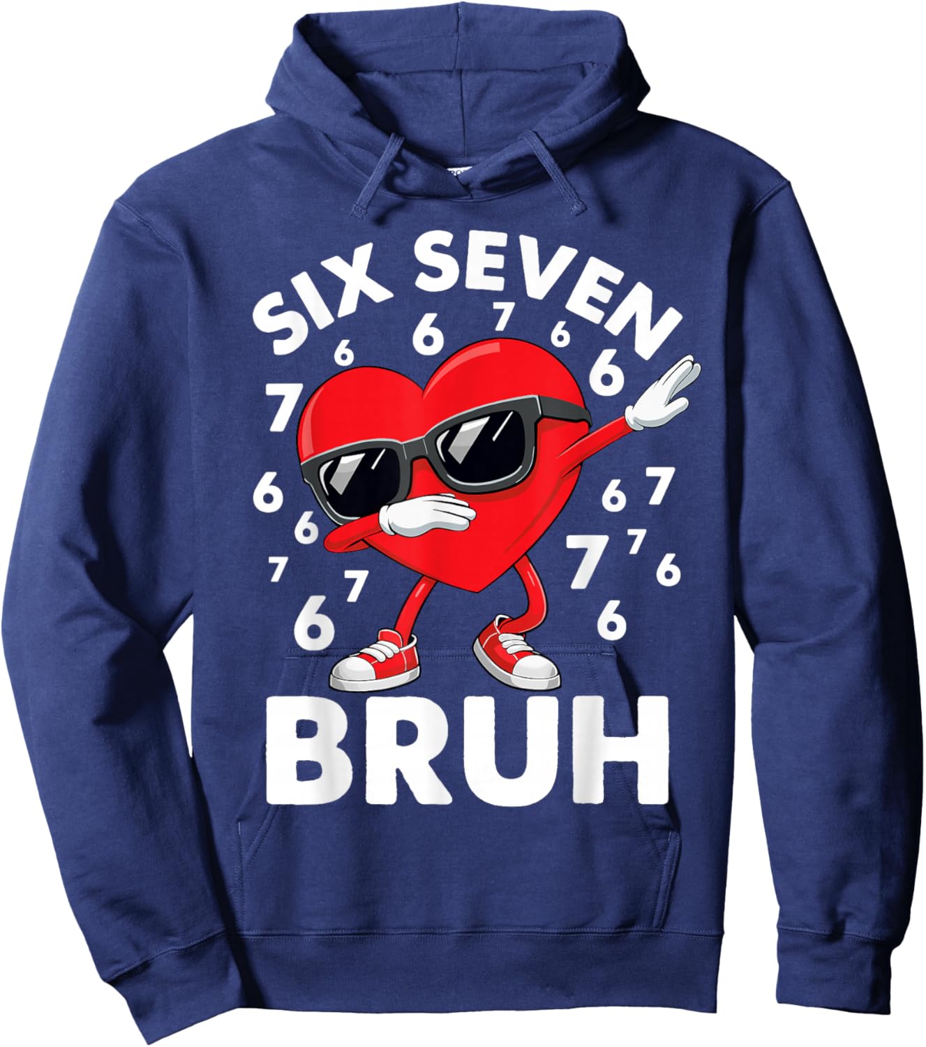67 Meme Dabbing Heart Valentine’s Day Six Seven Bruh Kids Hoodie - Hoodie | Navy