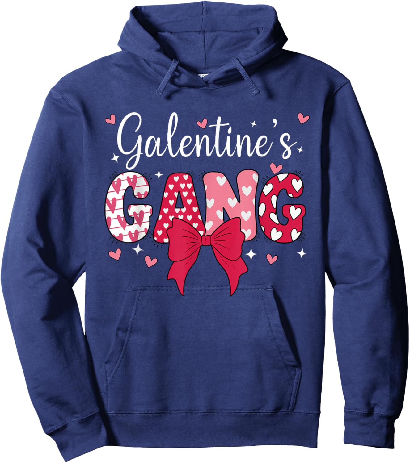 Happy Galentines Day Gang Cute Coquette Bow Galentine 2026 Hoodie - Hoodie | Navy