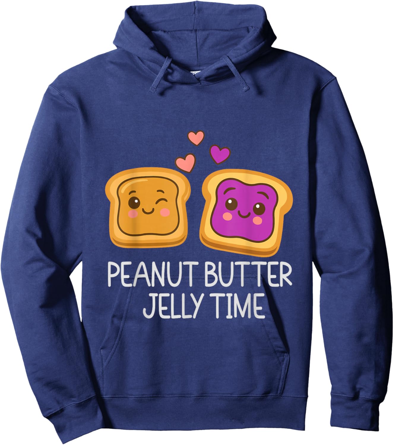 Cute Peanut Butter Jelly Time Kawaii Food Cartoon Humor Hoodie - Hoodie | Navy