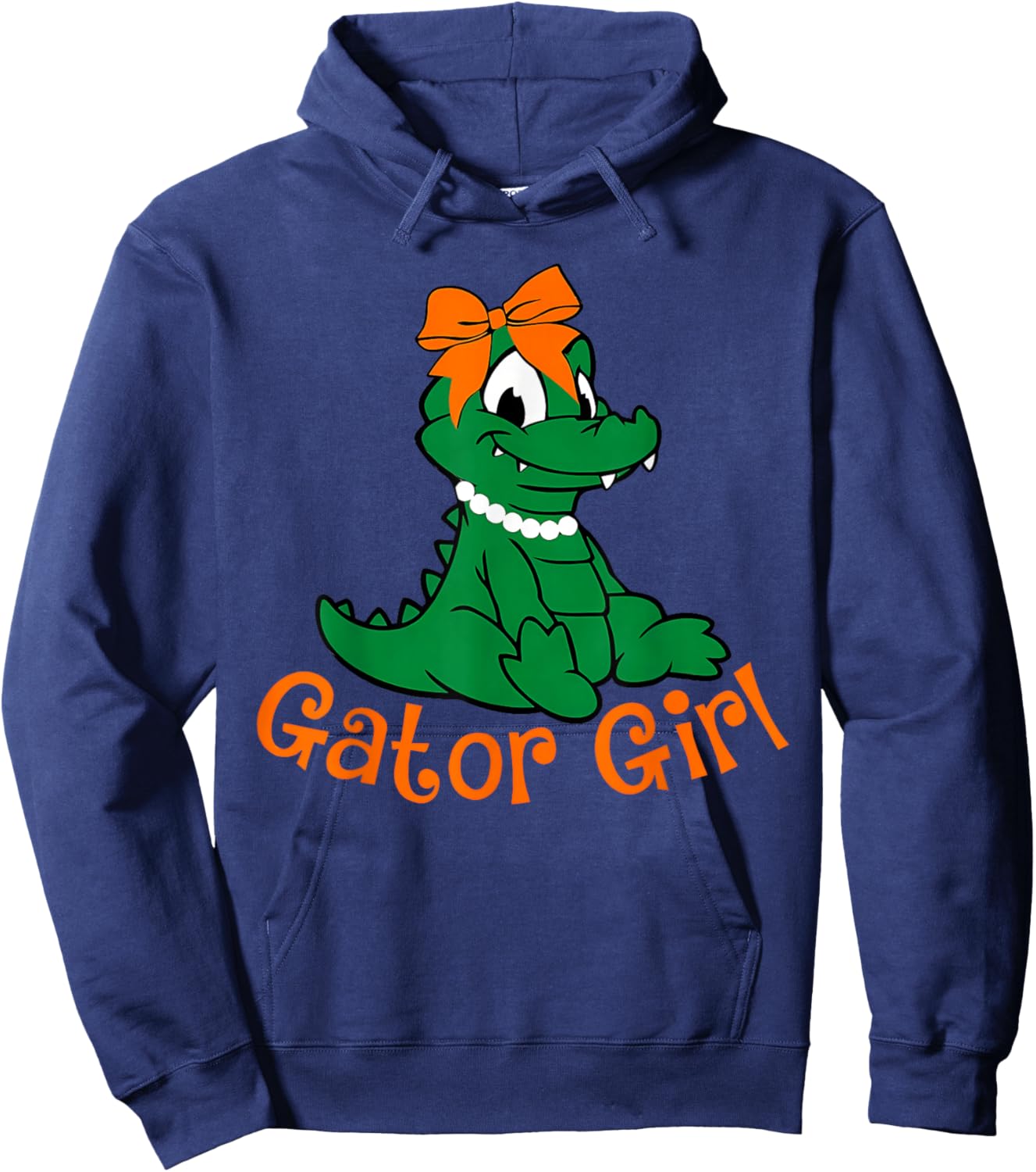 Gator Girl Cute Orange Bow Gator Women Girls Kids Hoodie - Hoodie | Navy