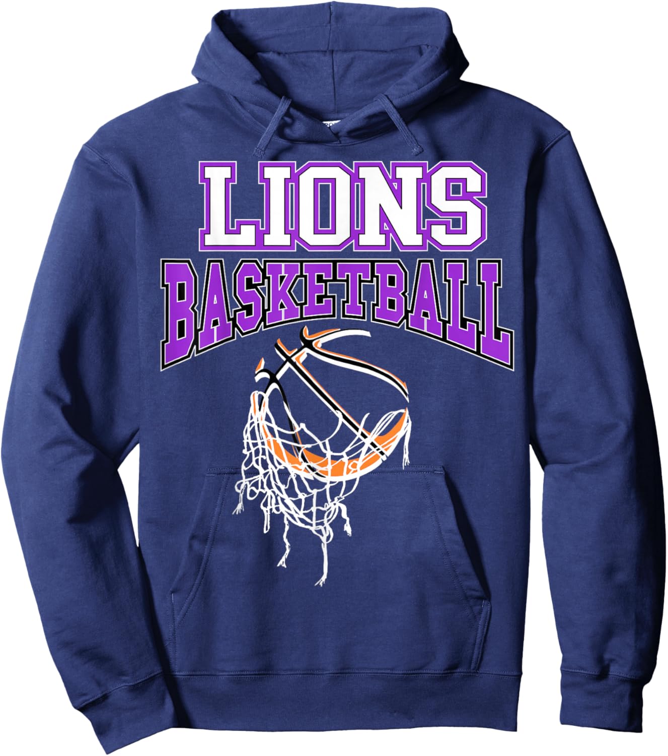 Lions Basketball Mom Purple Lion Pride School Spirit Game Hoodie - Hoodie | Navy