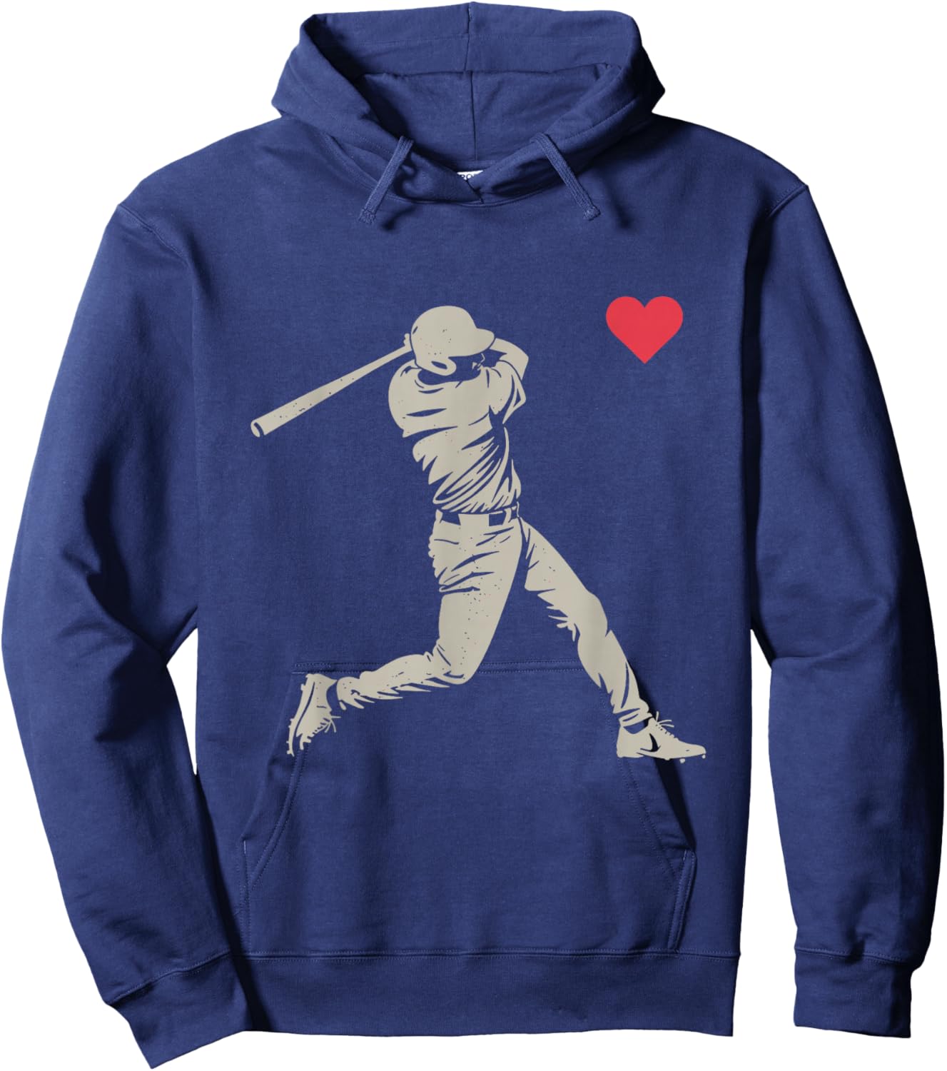 Valentines Day Baseball Batter Silhouette Heart Men Boy Kids Hoodie - Hoodie | Navy