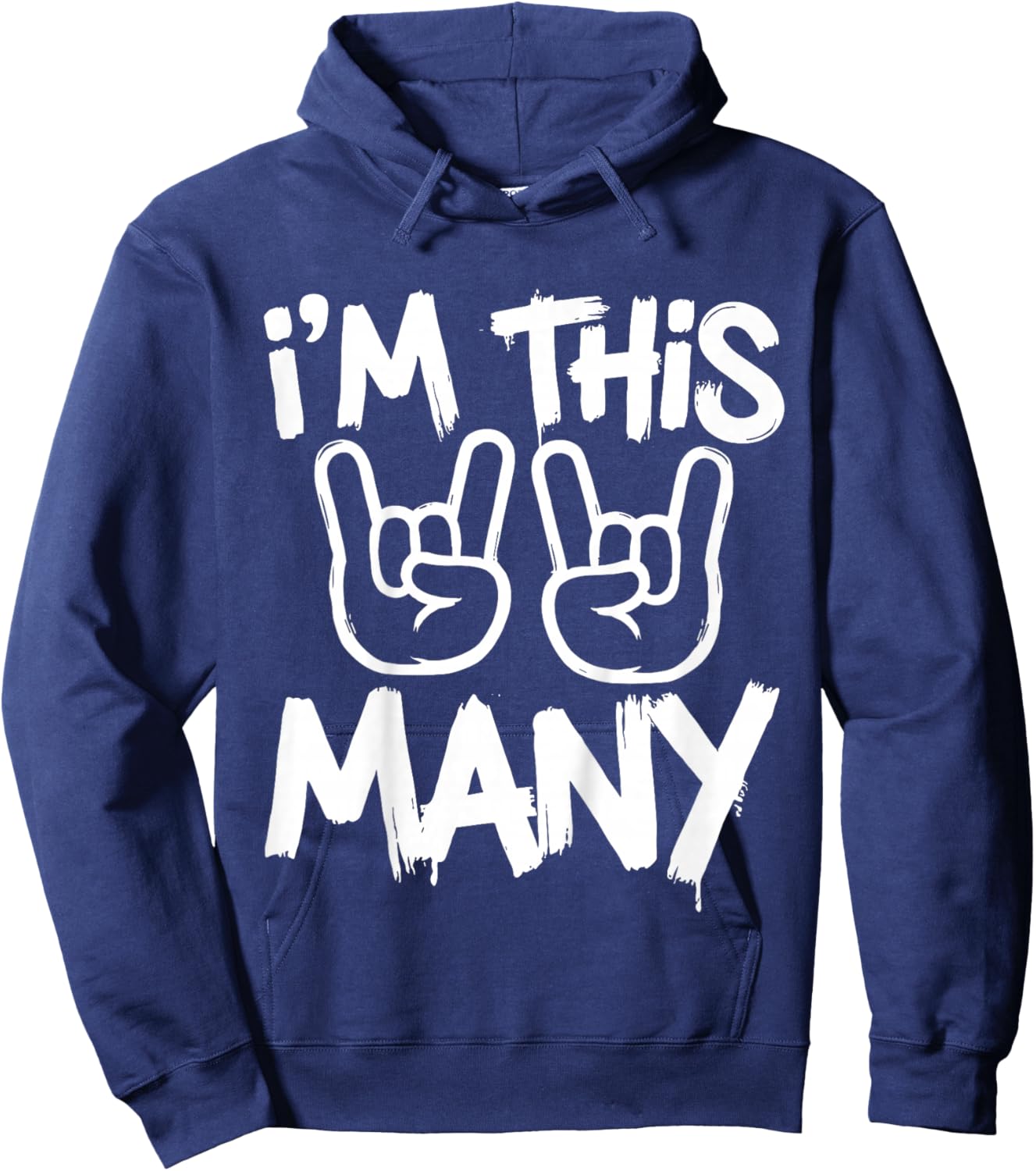 Kids I'm This Many 4th Birthday Rock Hands 4 Year Old Hoodie - Hoodie | Navy