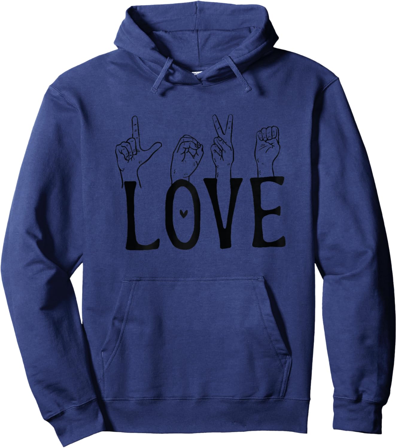 Love Heart Hand Sign Language Valentines ASL Deaf Mute Hoodie - Hoodie | Navy