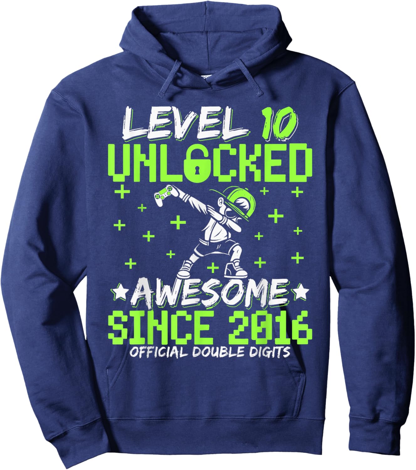 Level 10 Unlocked Awesome Since 2016 10th Birthday Gamer Boy Hoodie - Hoodie | Navy