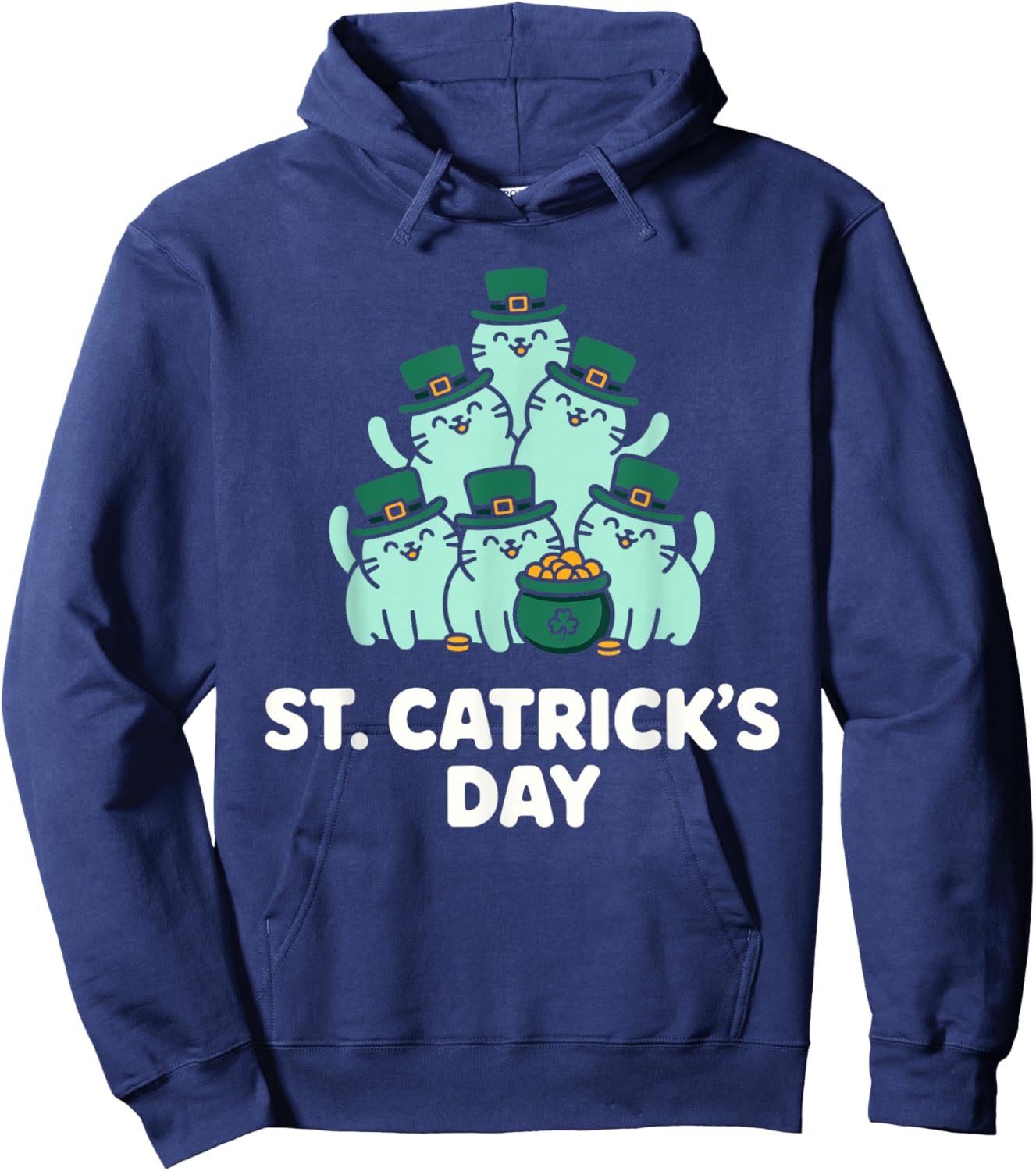 St Patricks Catricks Day Cats Saint Pattys Hoodie - Hoodie | Navy