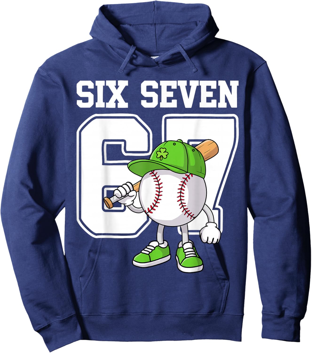 Boys St Patricks Day 67 Six Seven Baseball Ice Cream Drip Hoodie - Hoodie | Navy