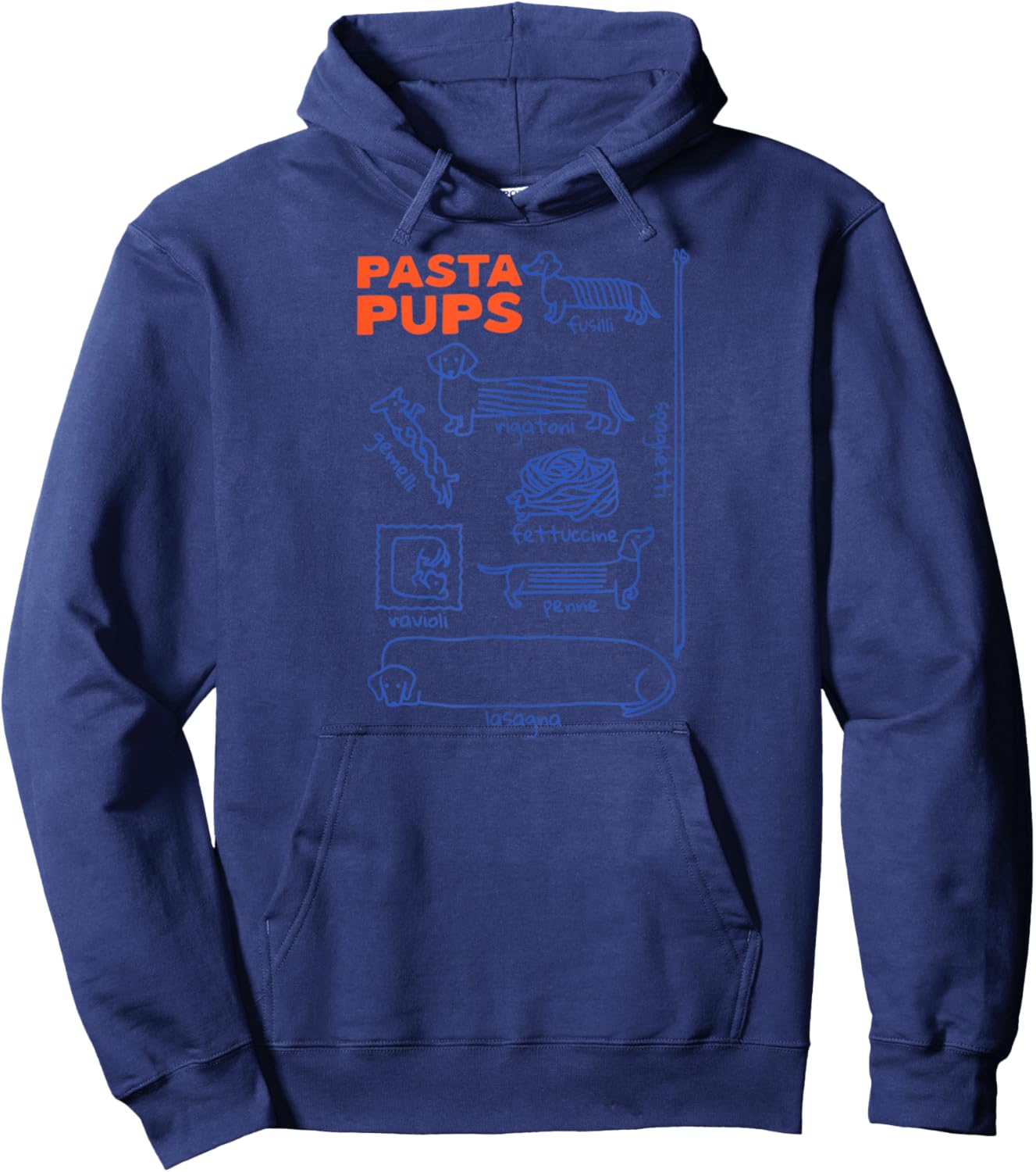 Pasta Pups Dog Funny Dachshund Wiener Dog Pasta Foodie Dog Hoodie - Hoodie | Navy