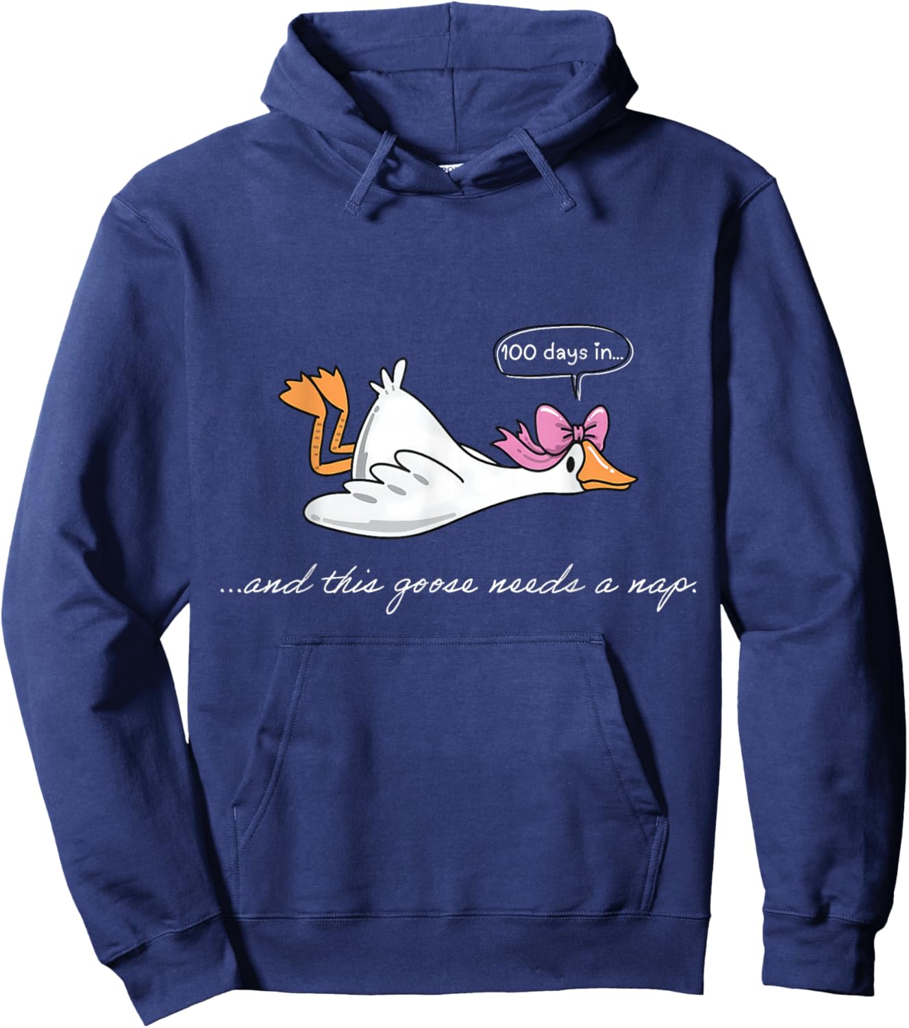 Funny 100 Days in Goose Needs A Nap 100th Day of School Kids Hoodie - Hoodie | Navy