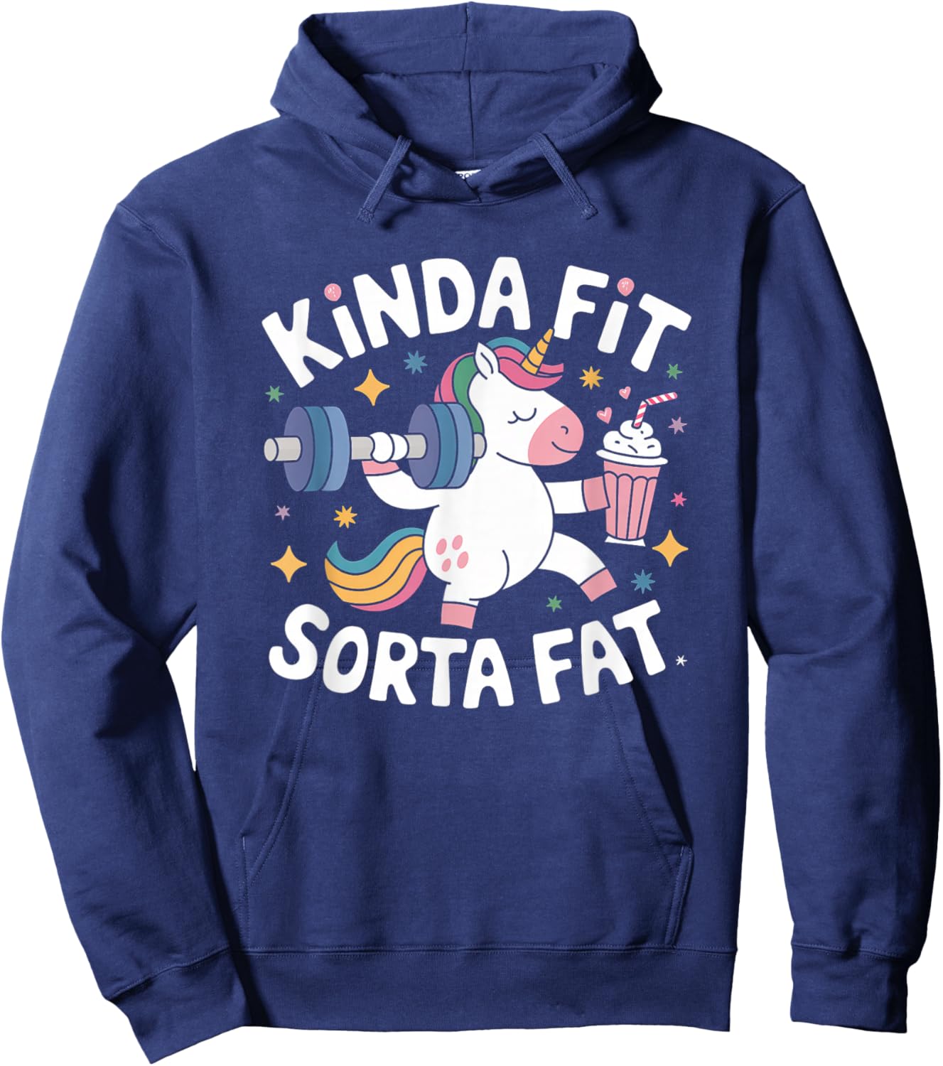 Kinda Fit Sorta Fat Funny Gym Body Cute Bear Retro Hoodie - Hoodie | Navy