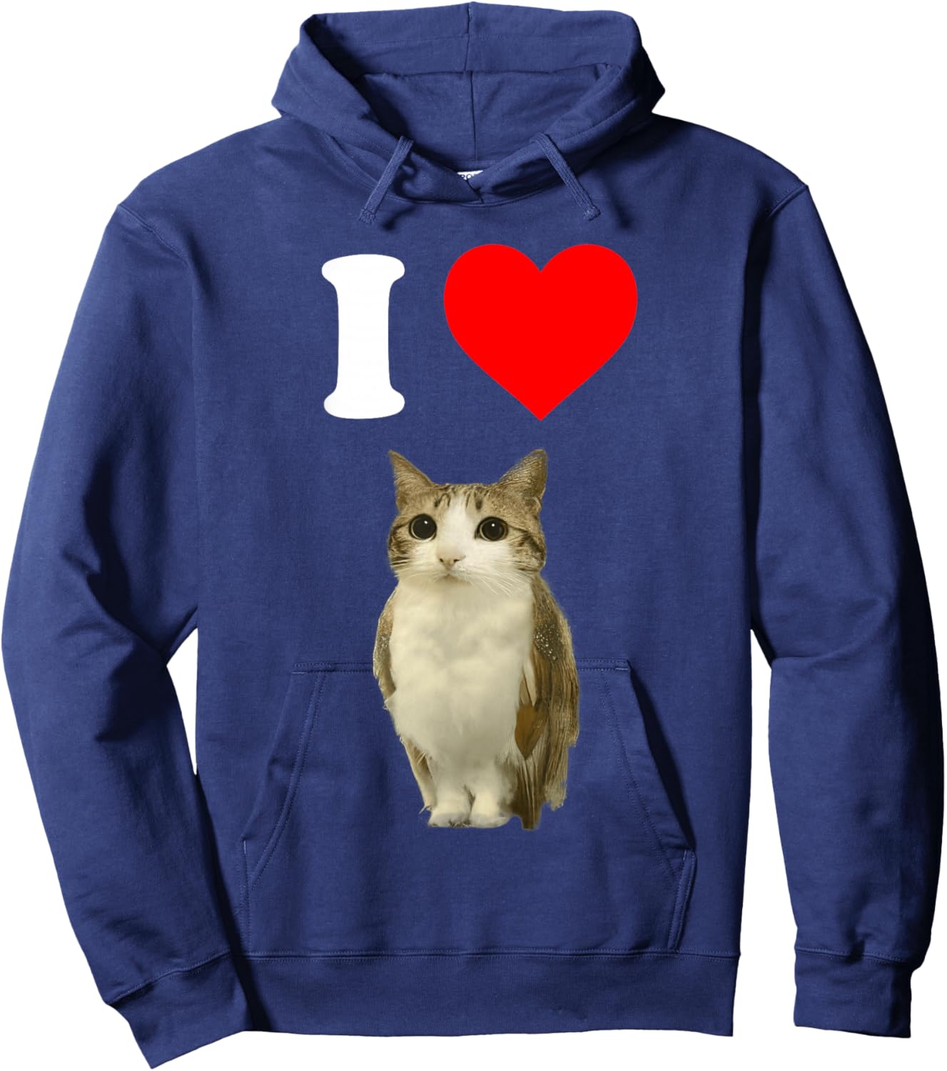 I Love Meowl Funny Cursed Cute Cat Owl Meme Brain Rot Silly Hoodie - Hoodie | Navy