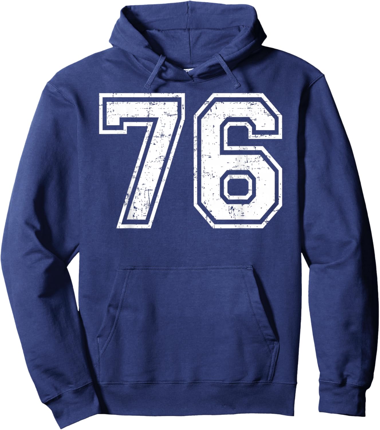 76 Number Seventy-Six Team Sports Grunge Varsity Matching Hoodie - Hoodie | Navy