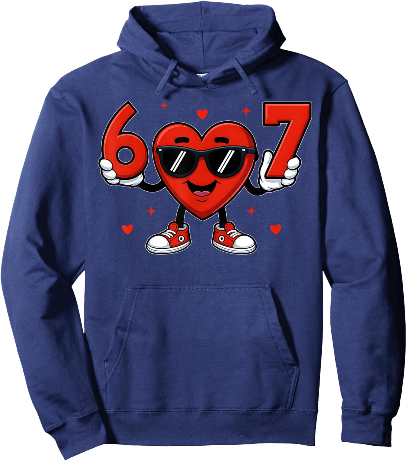 Six Seven 67 Gen Alpha Slang Valentines Day Heart 67 Meme Hoodie - Hoodie | Navy