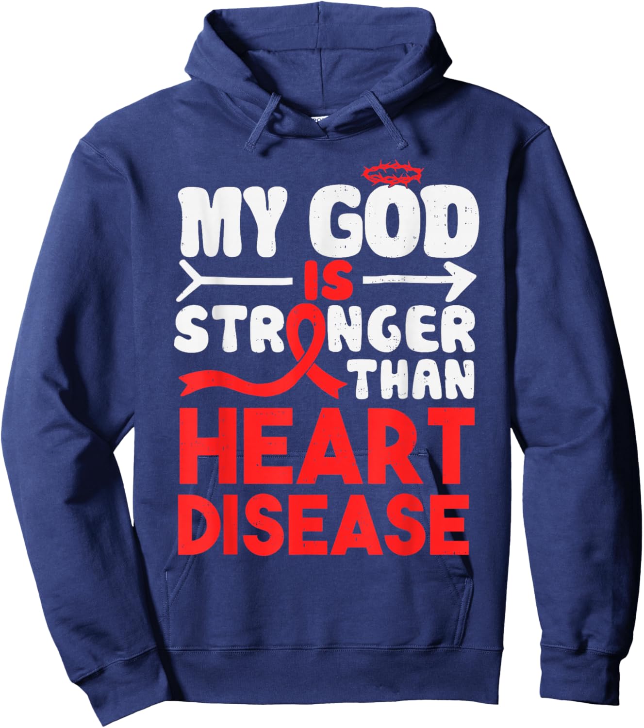 Heart Health God Stronger Heart Disease Awareness CHD Hoodie - Hoodie | Navy