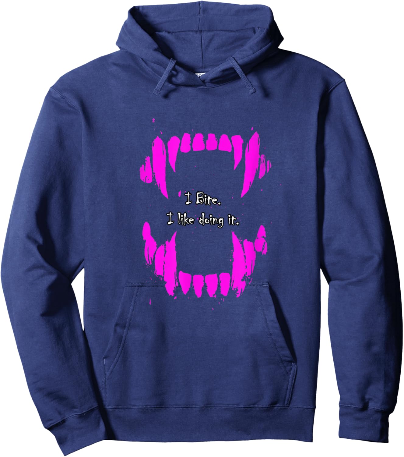 Pink Color I Bite, I Like Doing It Pink Graphic Hoodie - Hoodie | Navy