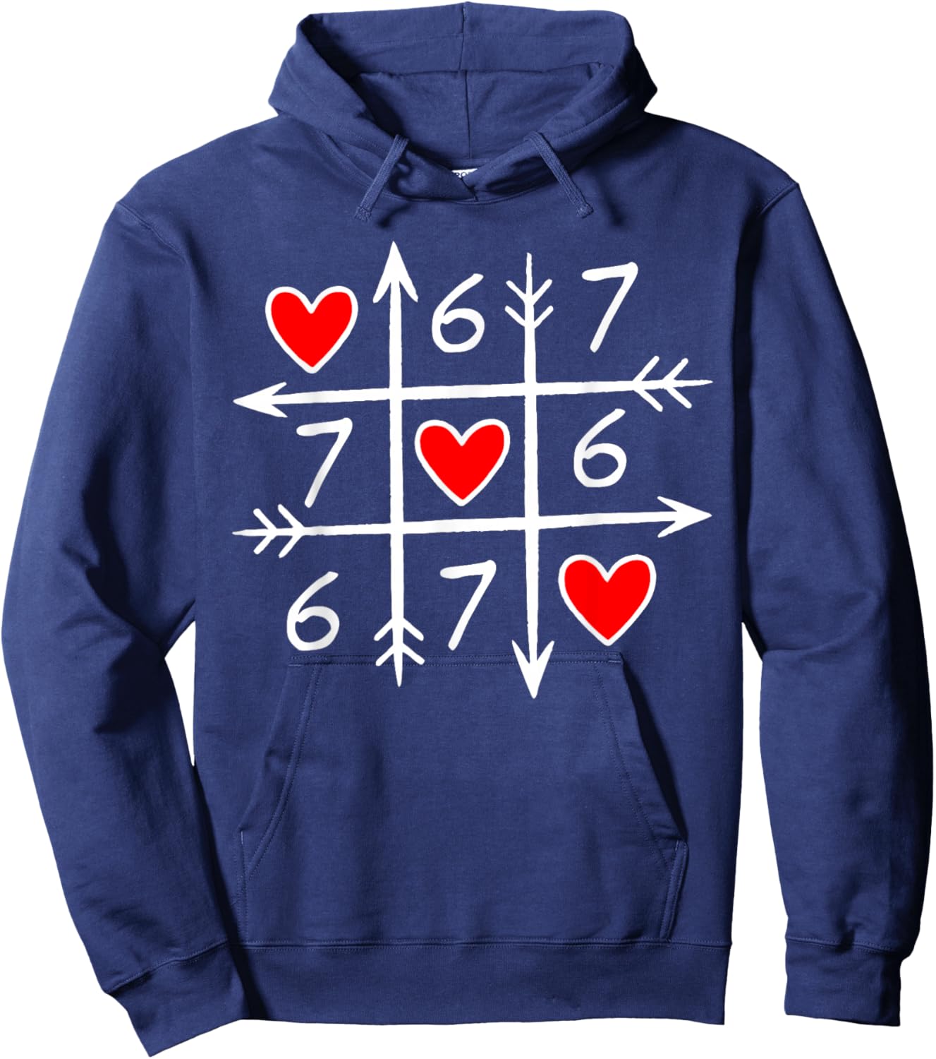 Funny 6 7 Meme Heart Gen Alpha Six Seven 67 Valentine’s Day Hoodie - Hoodie | Navy