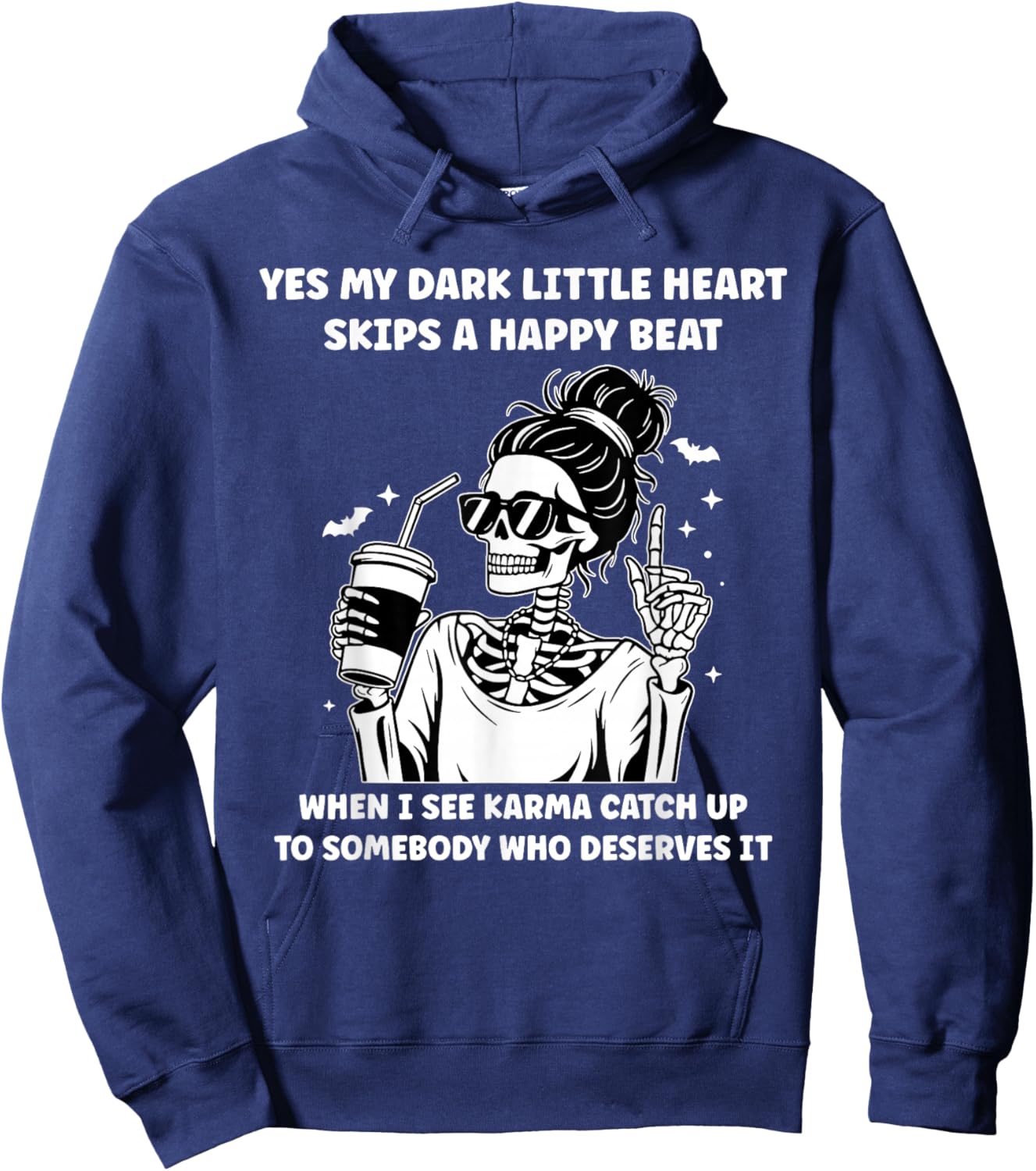 Yes My Dark Little Heart Skips A Happy Beat When Messy Bun Hoodie - Hoodie | Navy