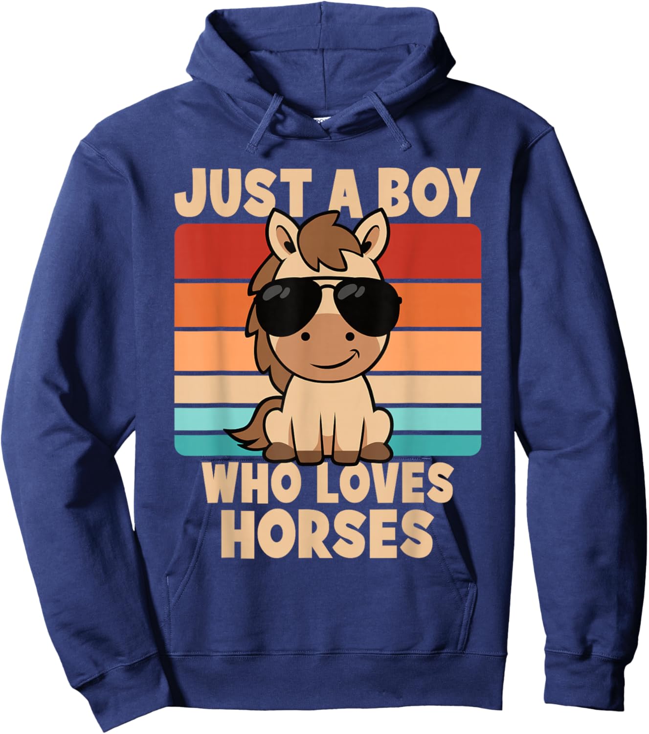 Just A Boy Who Loves Horses Funny Horseback Riding Kids Boys Hoodie - Hoodie | Navy