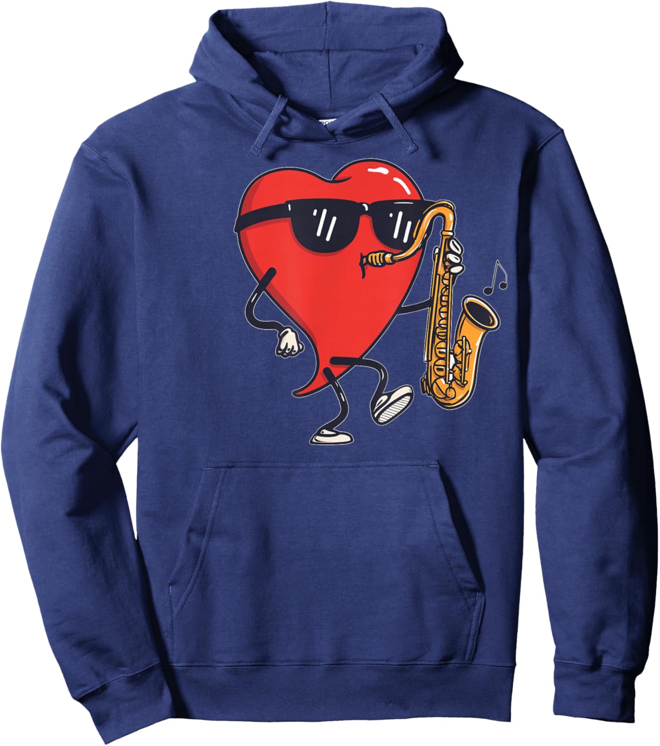 Saxophone Heart Player Saxist Sax Valentine's Day Sunglasses Hoodie - Hoodie | Navy
