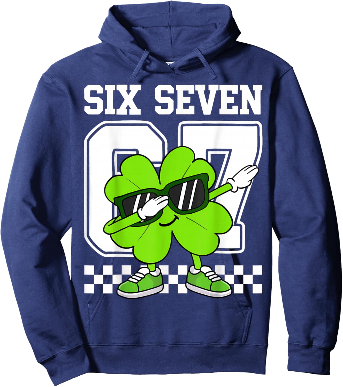 Boys St Patricks Day Dabbing Shamrock Clover 67 Six Seven Hoodie - Hoodie | Navy