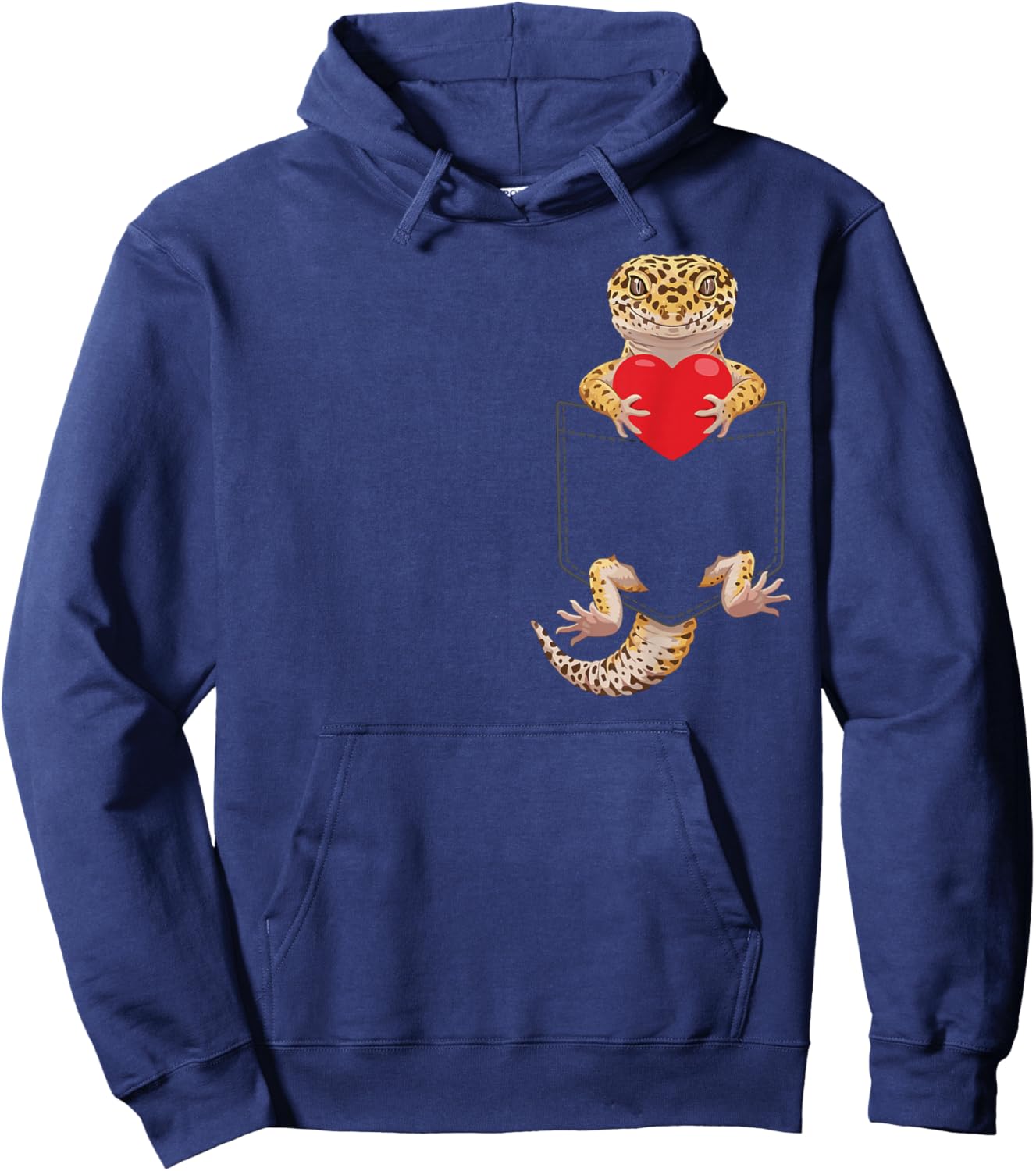 Leopard Gecko in Pocket Reptile Lover Design Valentines Hoodie - Hoodie | Navy