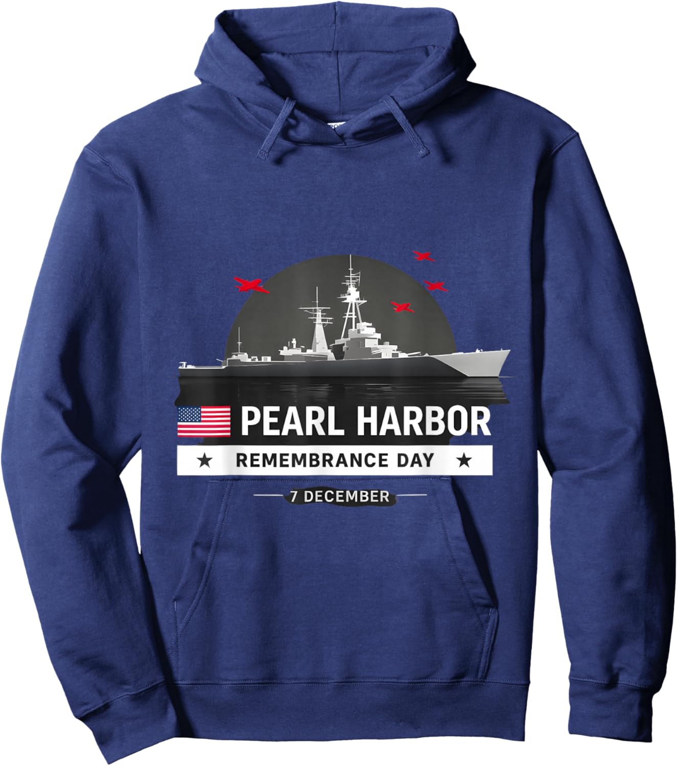 Pearl Harbor Remembrance Day Patriotic Vintage Flag Memorial Hoodie - Hoodie | Navy
