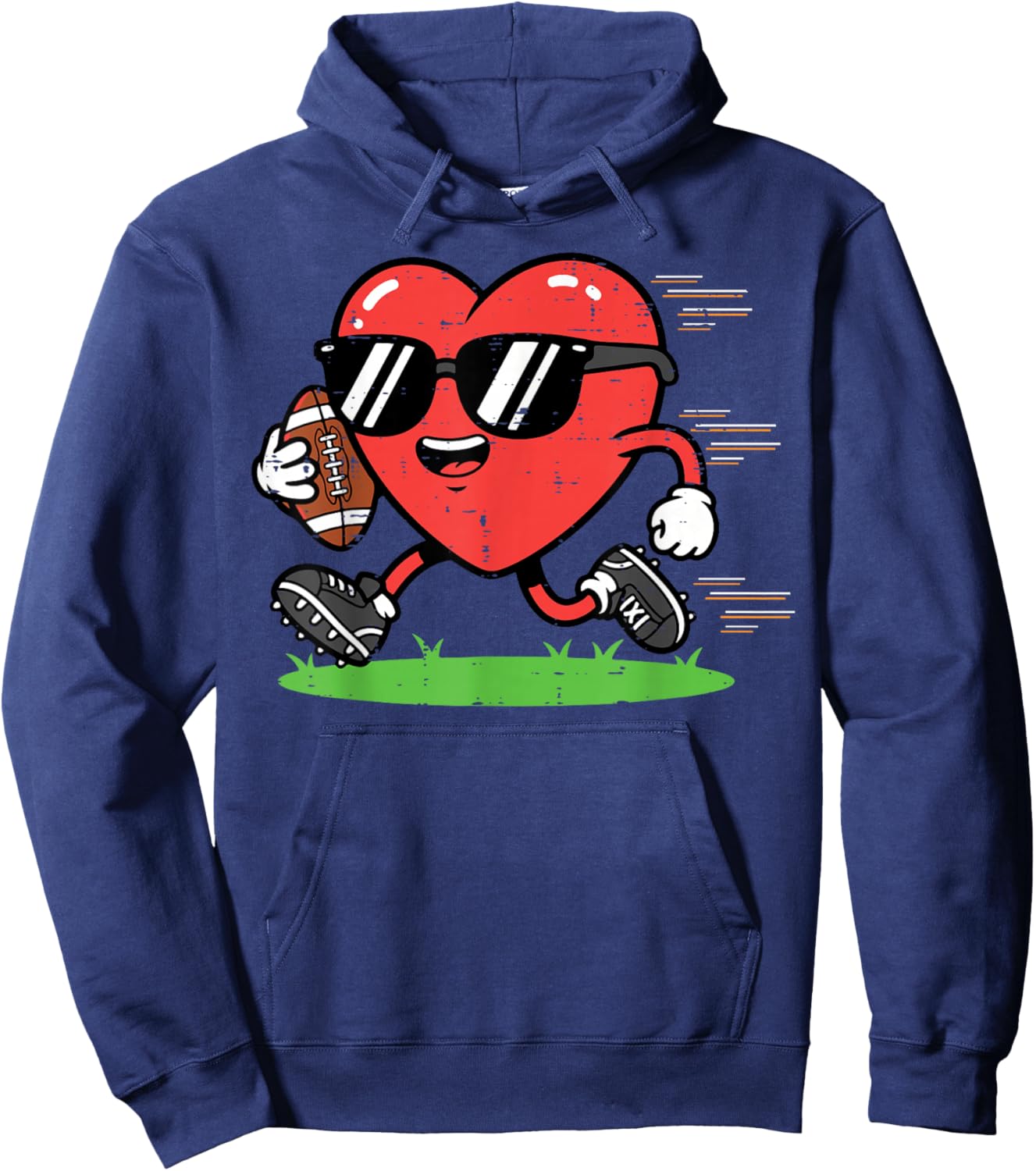 Valentines Day American Football Heart Boys Kids Youth Men Hoodie - Hoodie | Navy