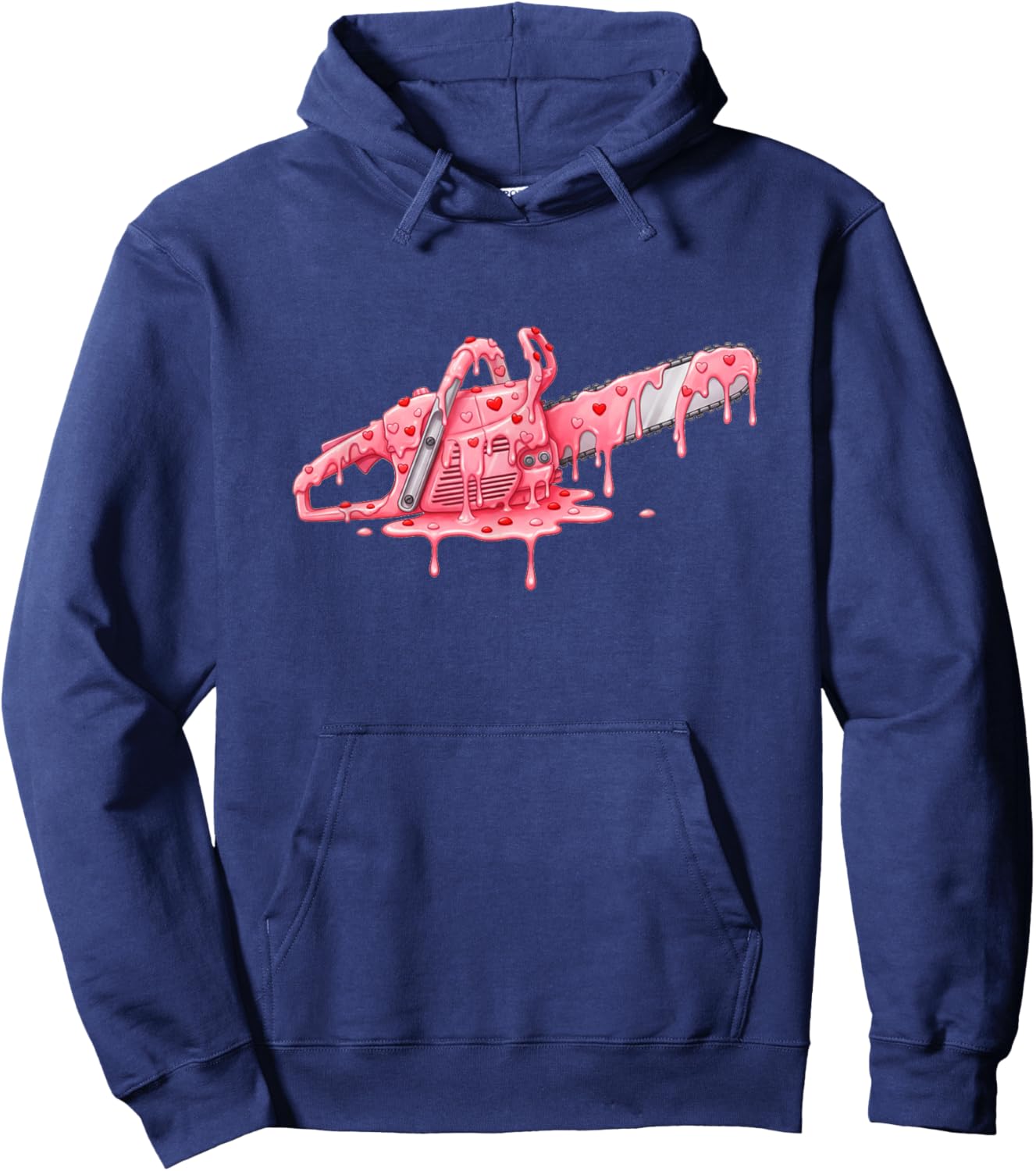 Chainsaw Arborist Valentines Day Ice Cream Drip Heart Hoodie - Hoodie | Navy