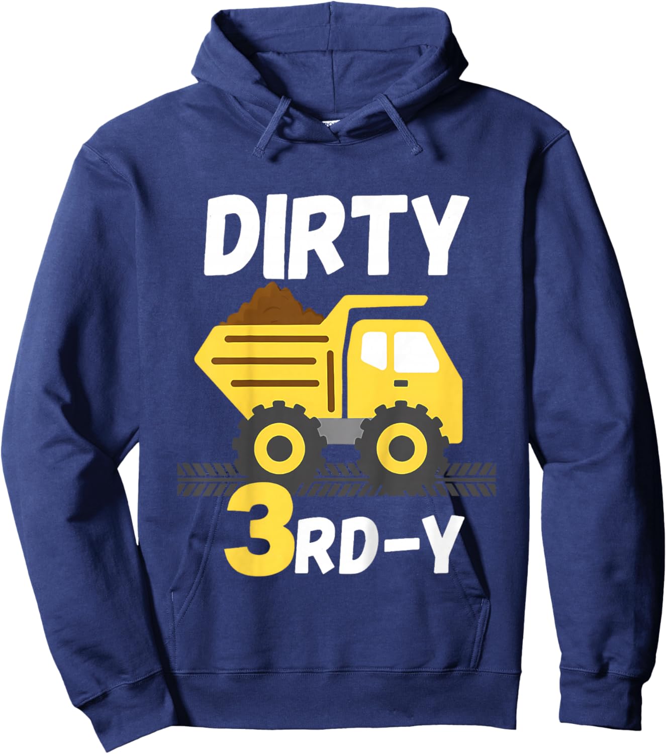Construction Boy Dirty 3rd-y Birthday Party Truck Kids Boys Hoodie - Hoodie | Navy