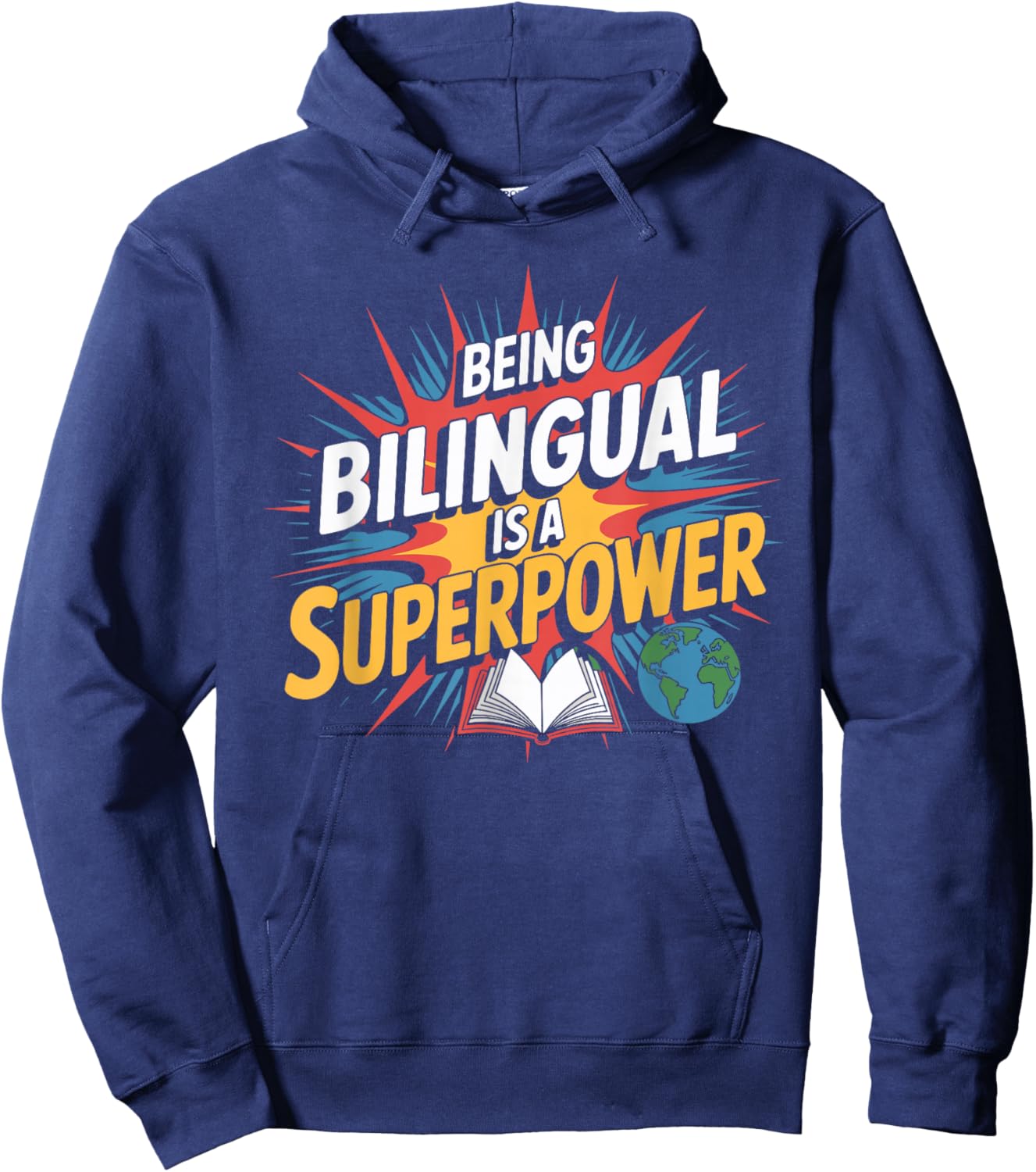 Being Bilingual is A Superpower Bilingual Superpower Hoodie - Hoodie | Navy