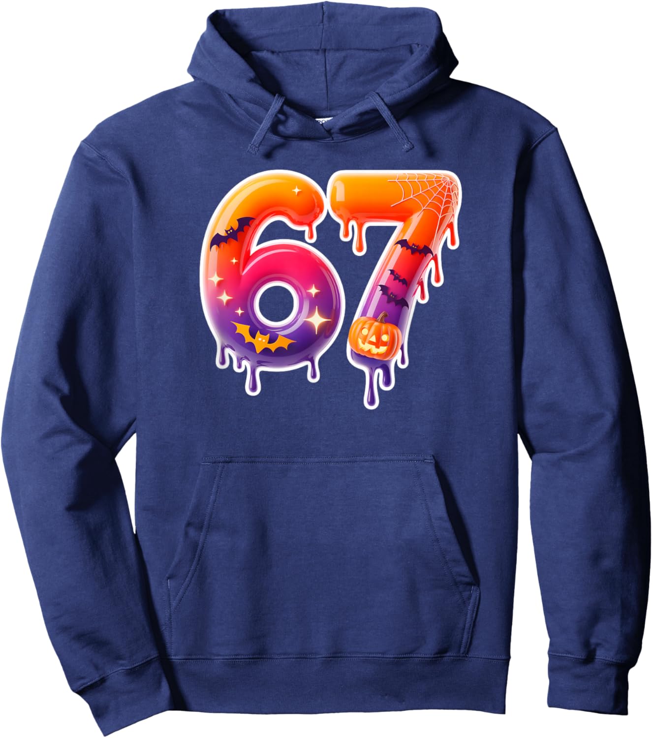 Six Seven 67 6 7 Meme Design Funny Ice Cream Drip Costume Hoodie - Hoodie | Navy