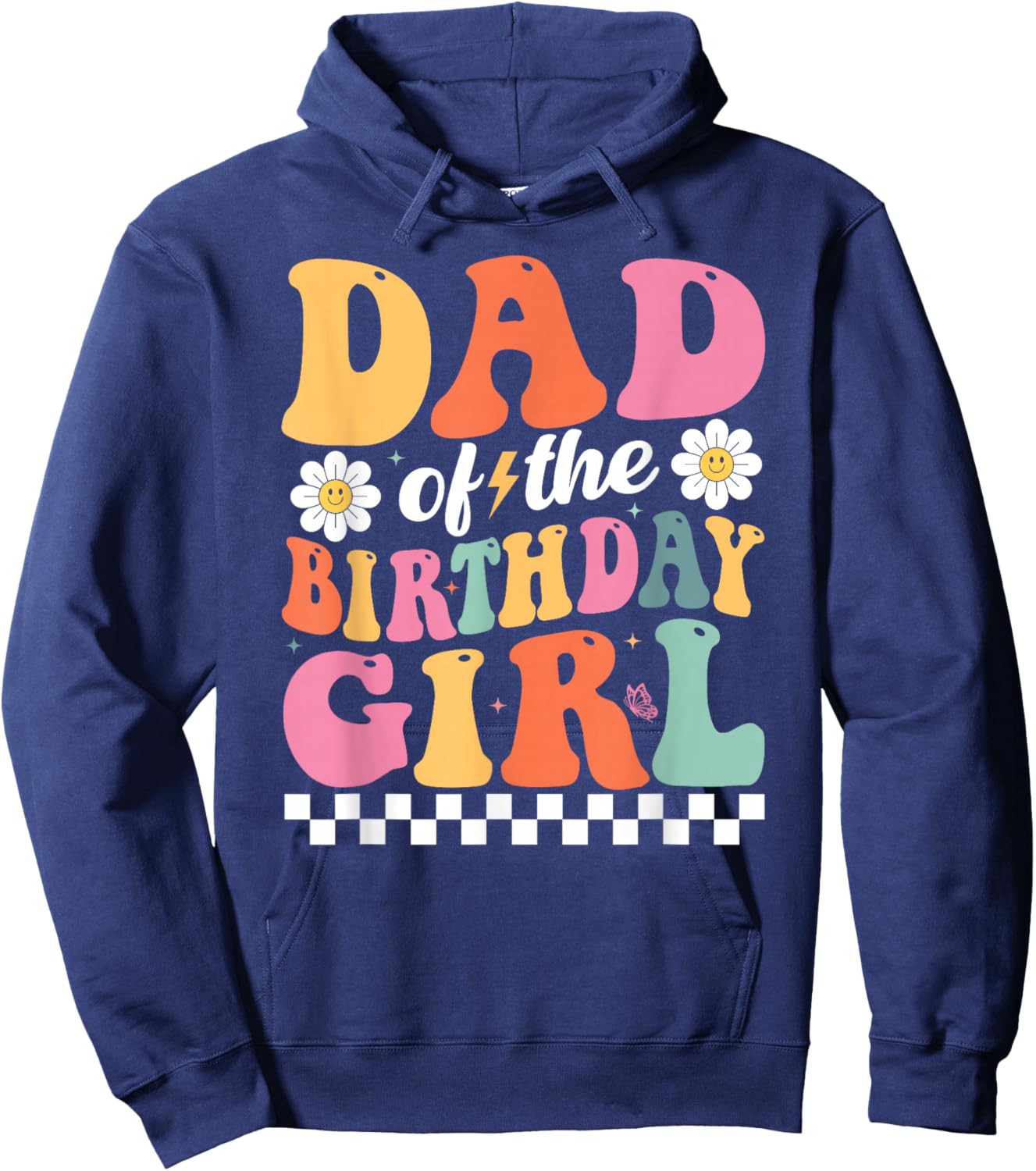 Groovy Dad of The Birthday Girl Family Matching Bday Party Hoodie - Hoodie | Navy