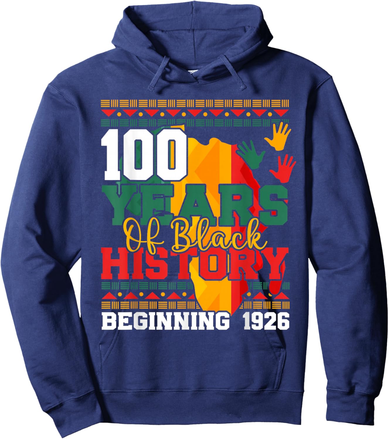 100 Years of Black History 1926 2026 Centennial Teacher Hoodie - Hoodie | Navy