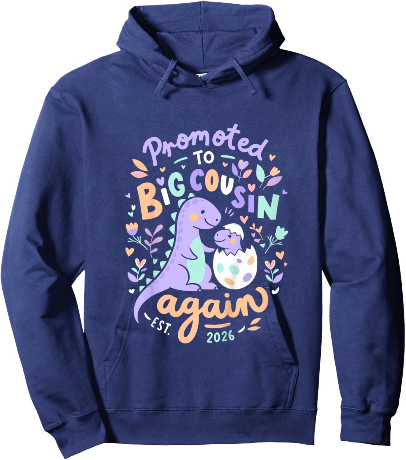 Kids Promoted to Big Cousin Again 2026 Cousin Baby Announcement Hoodie - Hoodie | Navy