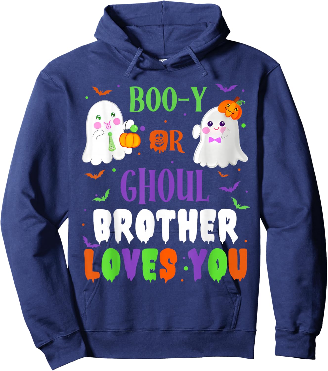 Boo-y Or Ghoul Brother Loves You Boo Halloween Baby Gender Hoodie - Hoodie | Navy