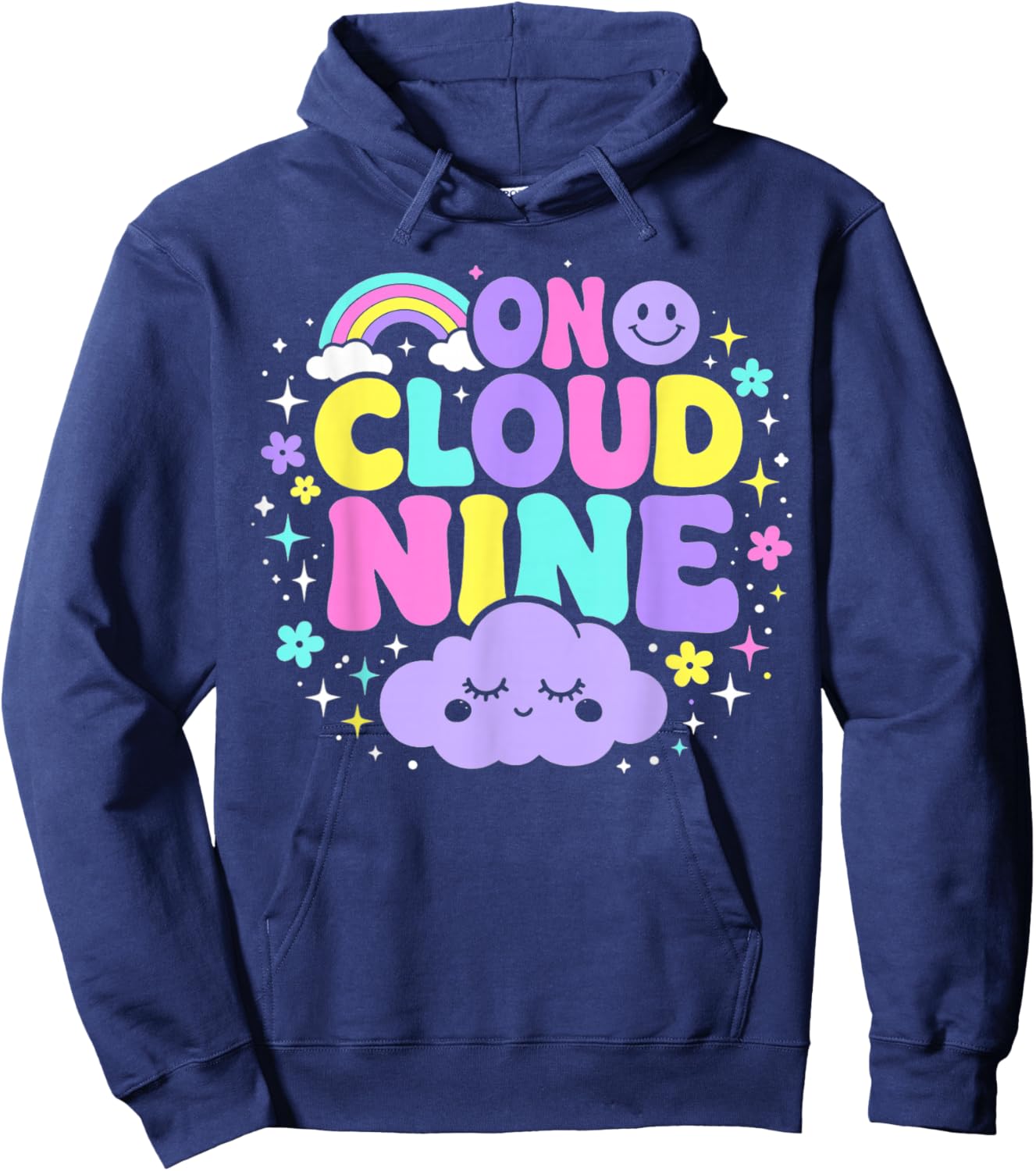 Groovy On Cloud Nine Bday 9th Birthday Girl 9 Year Old Hoodie - Hoodie | Navy