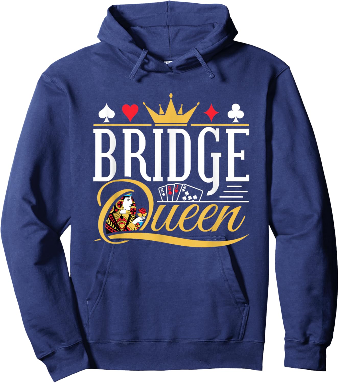 Bridge Queen Card Game Bridge Partner Player Women Hoodie - Hoodie | Navy