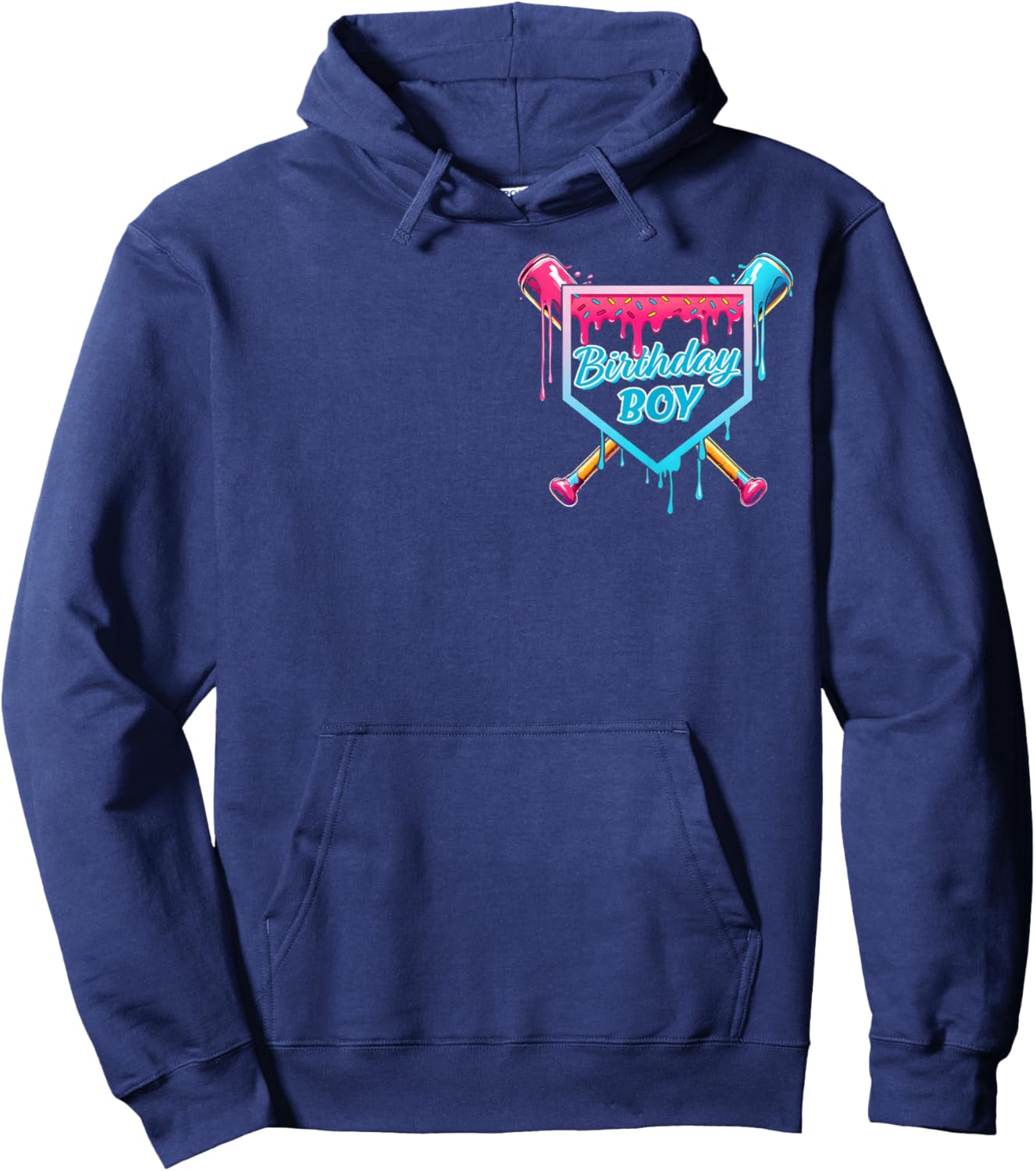 Baseball 6 Year Old Ice Cream Drip 6th Birthday Boy Number 6 Hoodie - Hoodie | Navy