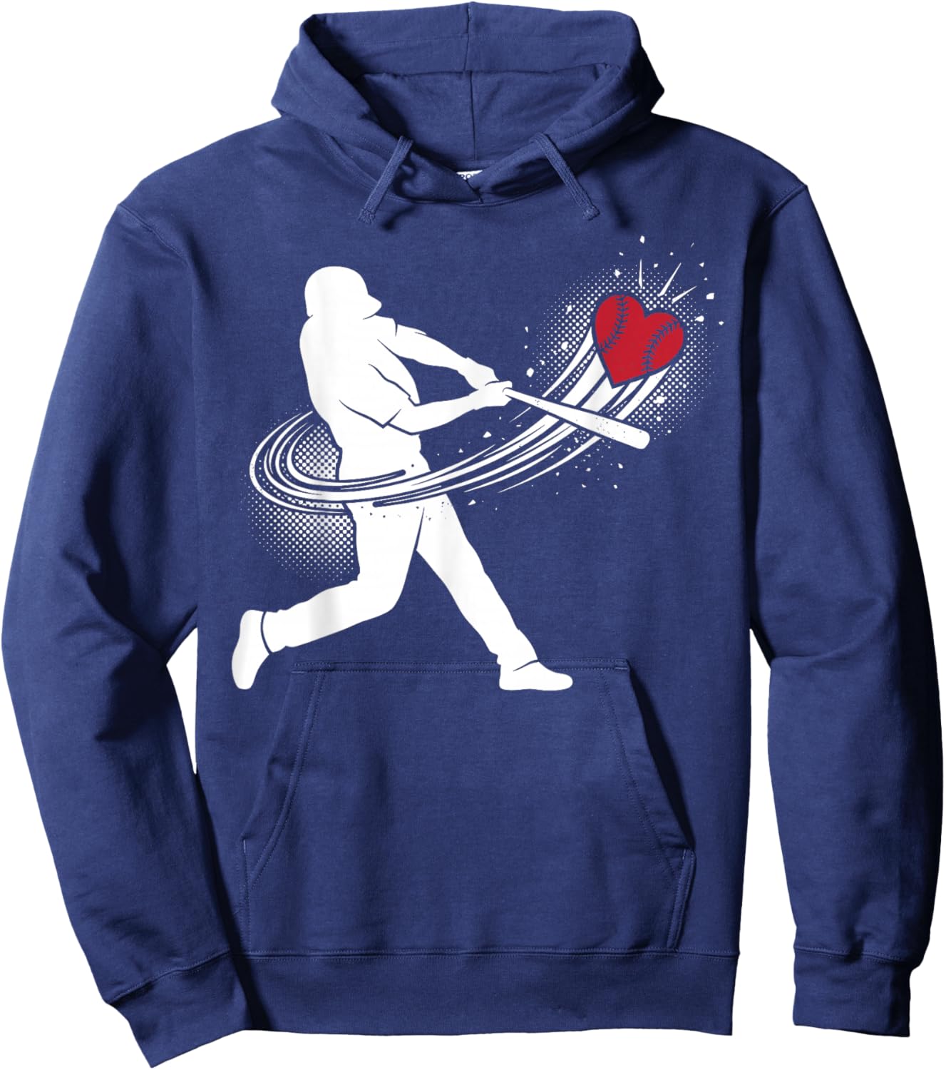 Valentines Day Baseball Batter Silhouette Heart Hoodie - Hoodie | Navy