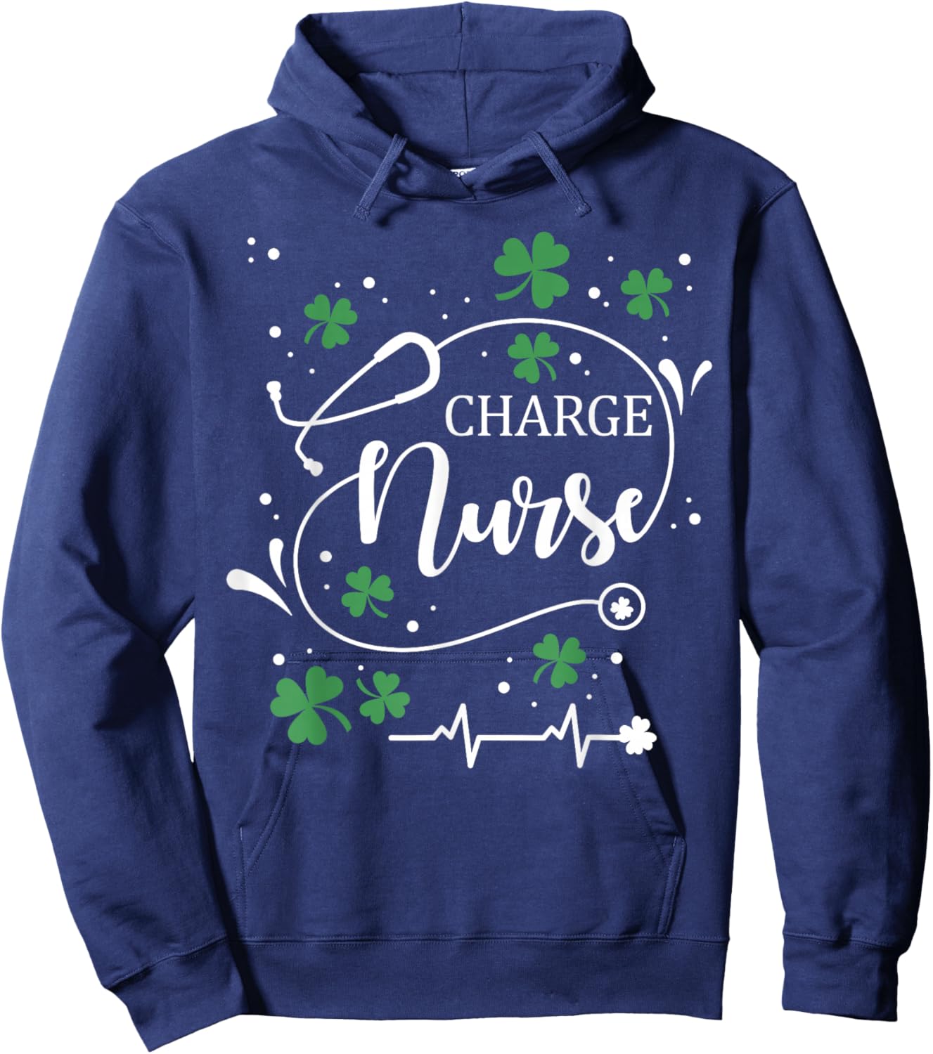 St Patrick's Day Charge Nurse Irish Shamrock St Paddy Hoodie - Hoodie | Navy