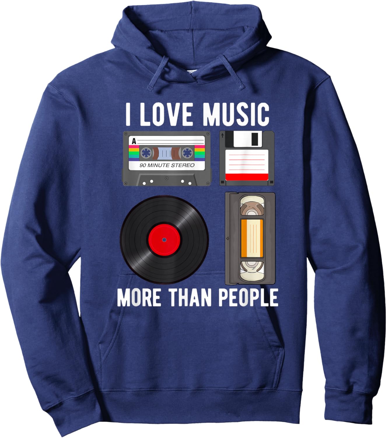 I Love Music More Than People Funny Music Lover Hoodie - Hoodie | Navy