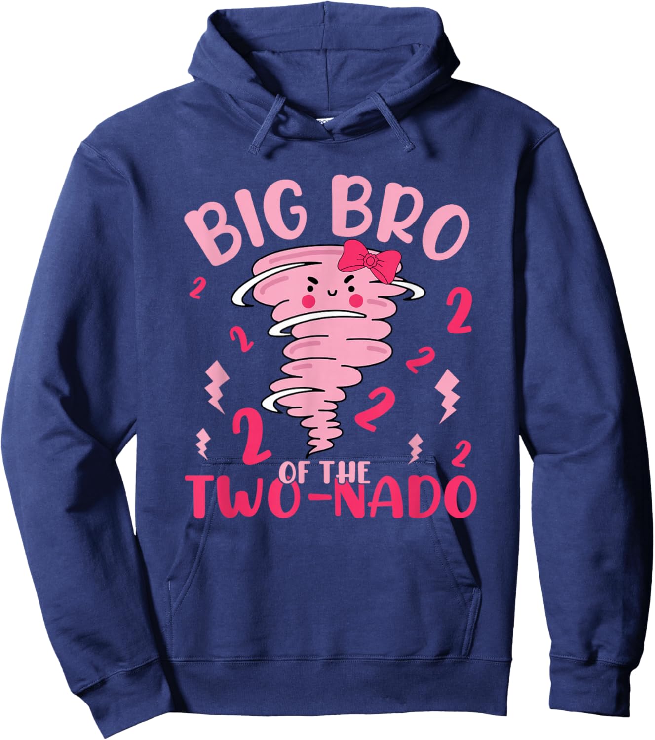 Big Bro of The Two-nado Tornado Theme 2nd Birthday Party Hoodie - Hoodie | Navy
