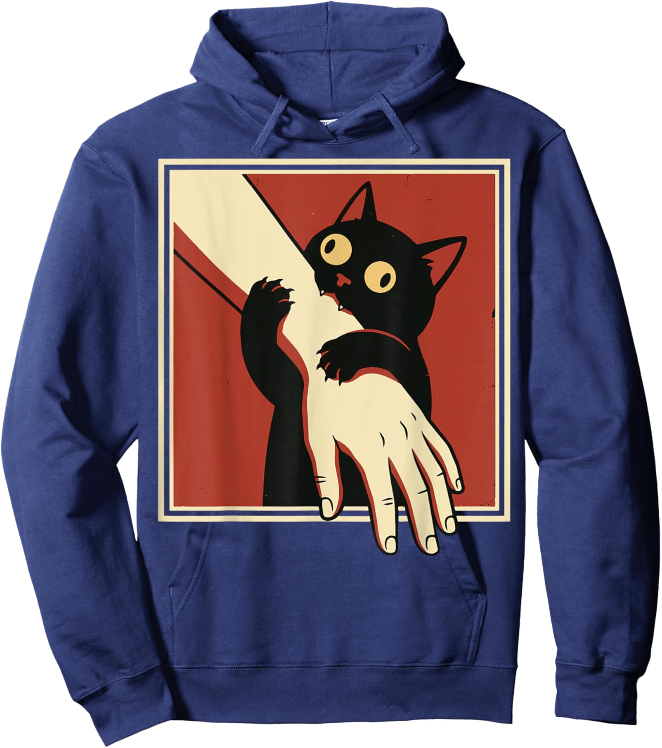 Black Cat Biting Arm Hoodie - Hoodie | Navy