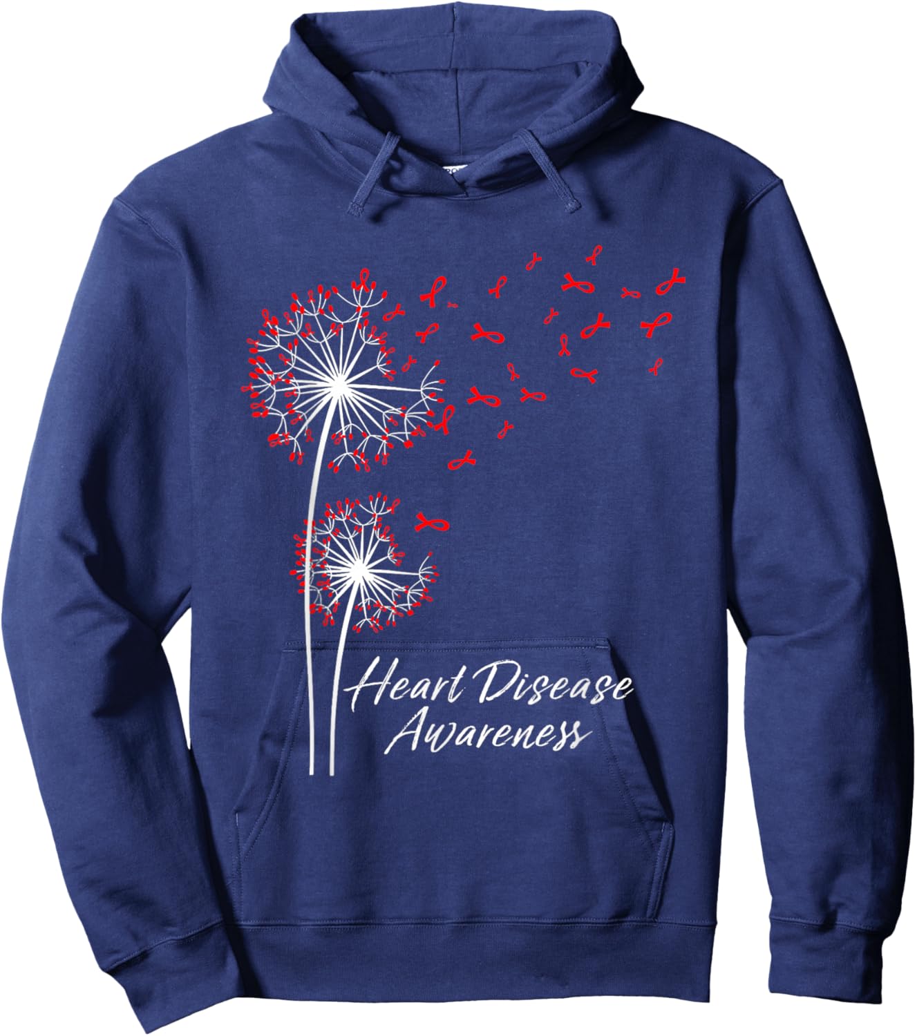 Dandelion Go Red Ribbon Heart Disease Awareness Month Women Hoodie - Hoodie | Navy