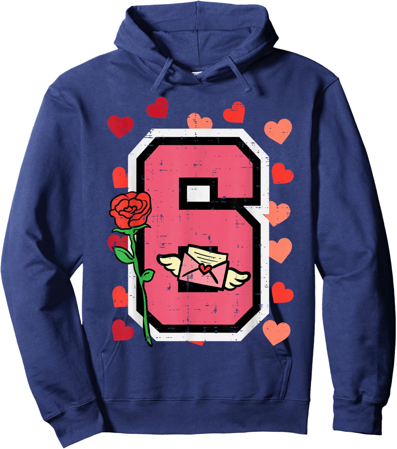 Number 6 Valentines Day 6 7 Matching Couple Kids Boys Youth Hoodie - Hoodie | Navy