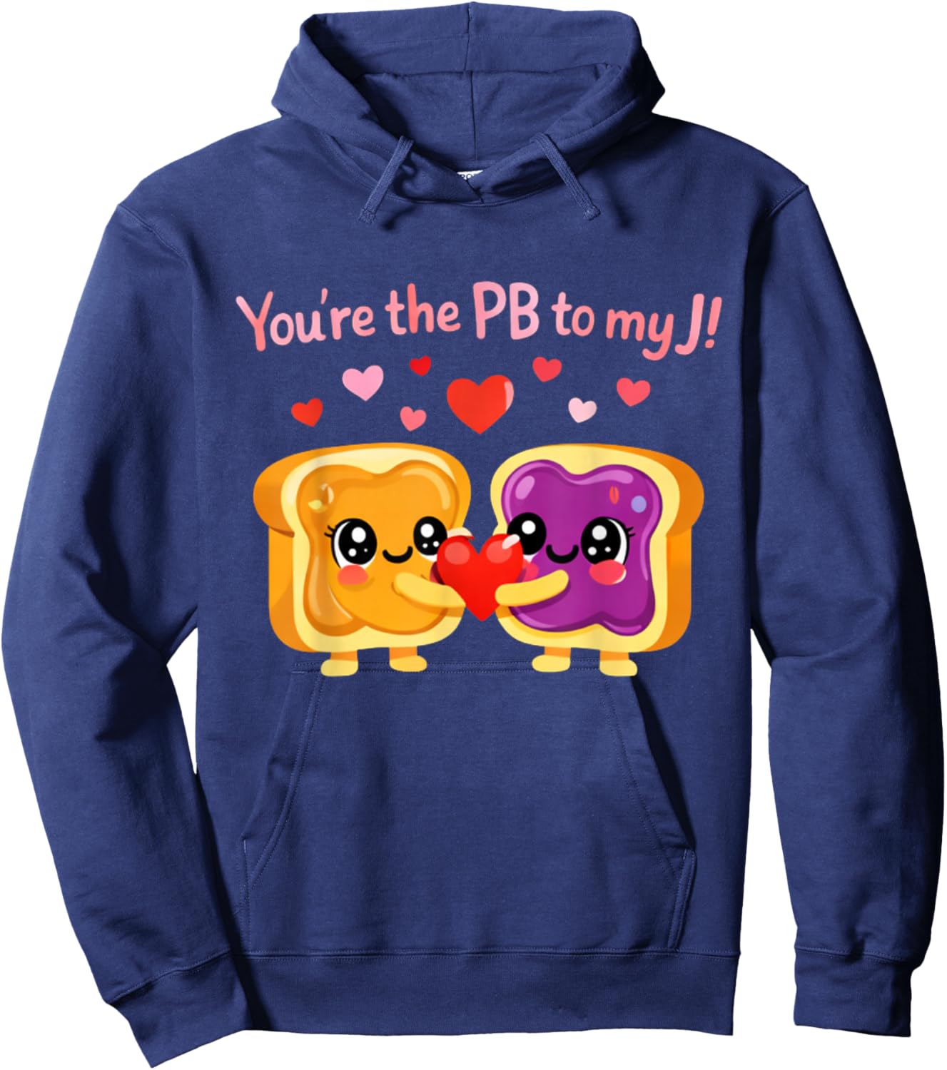 Funny Peanut Butter Jelly Couple Valentine Cute Food Love Hoodie - Hoodie | Navy