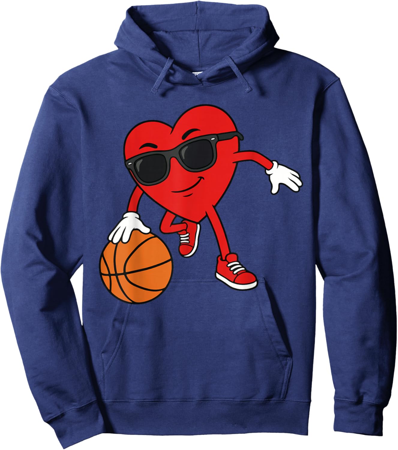 Valentines Day Basketball Heart Playing Basketball Boys Kids Hoodie - Hoodie | Navy